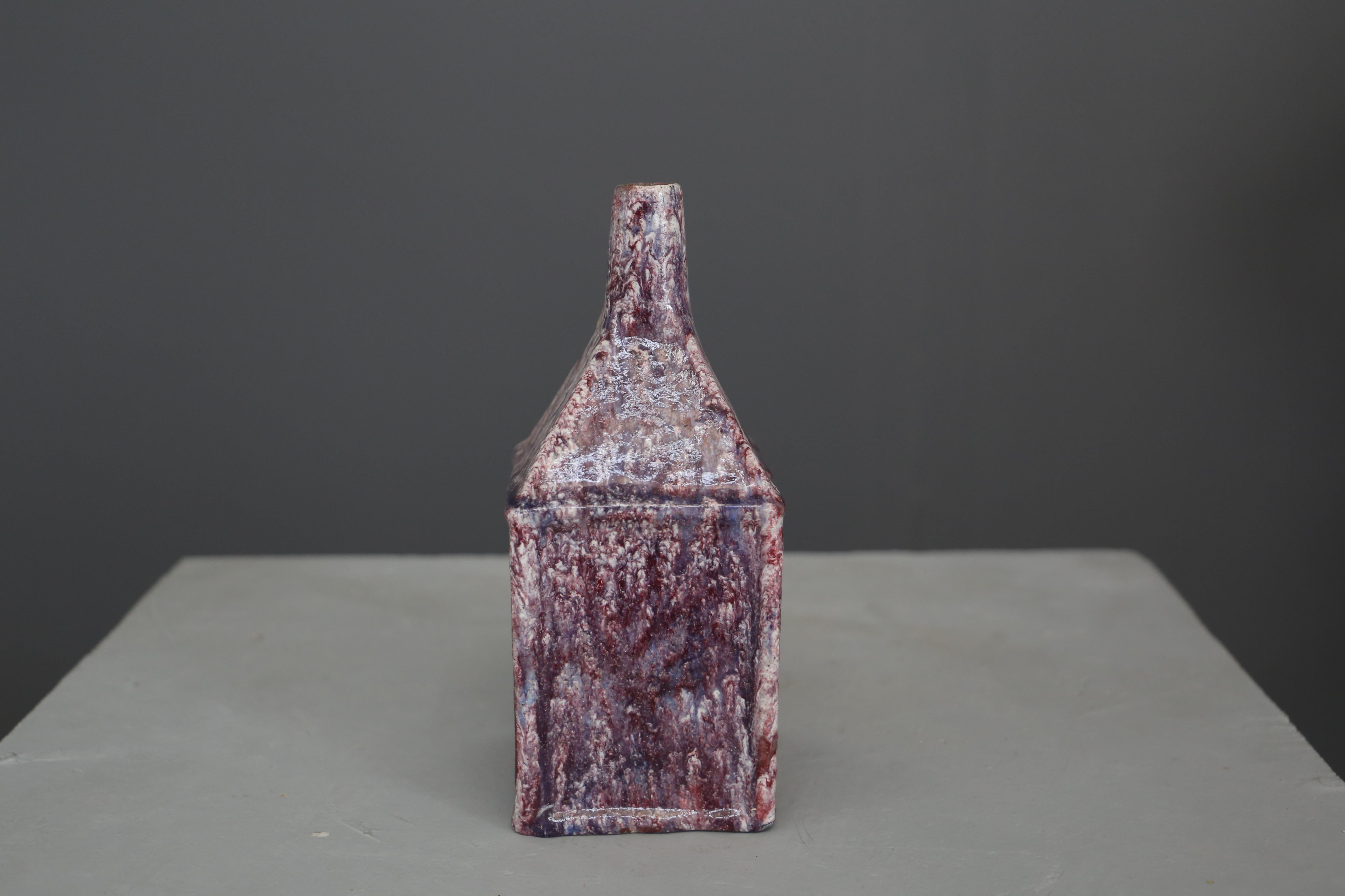 Vintage Purple Ceramic Vase by Marcello Fantoni, Signed 1
