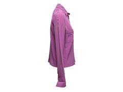 Vintage Purple Chanel Boutique Silk Button-Up Top Size FR 38