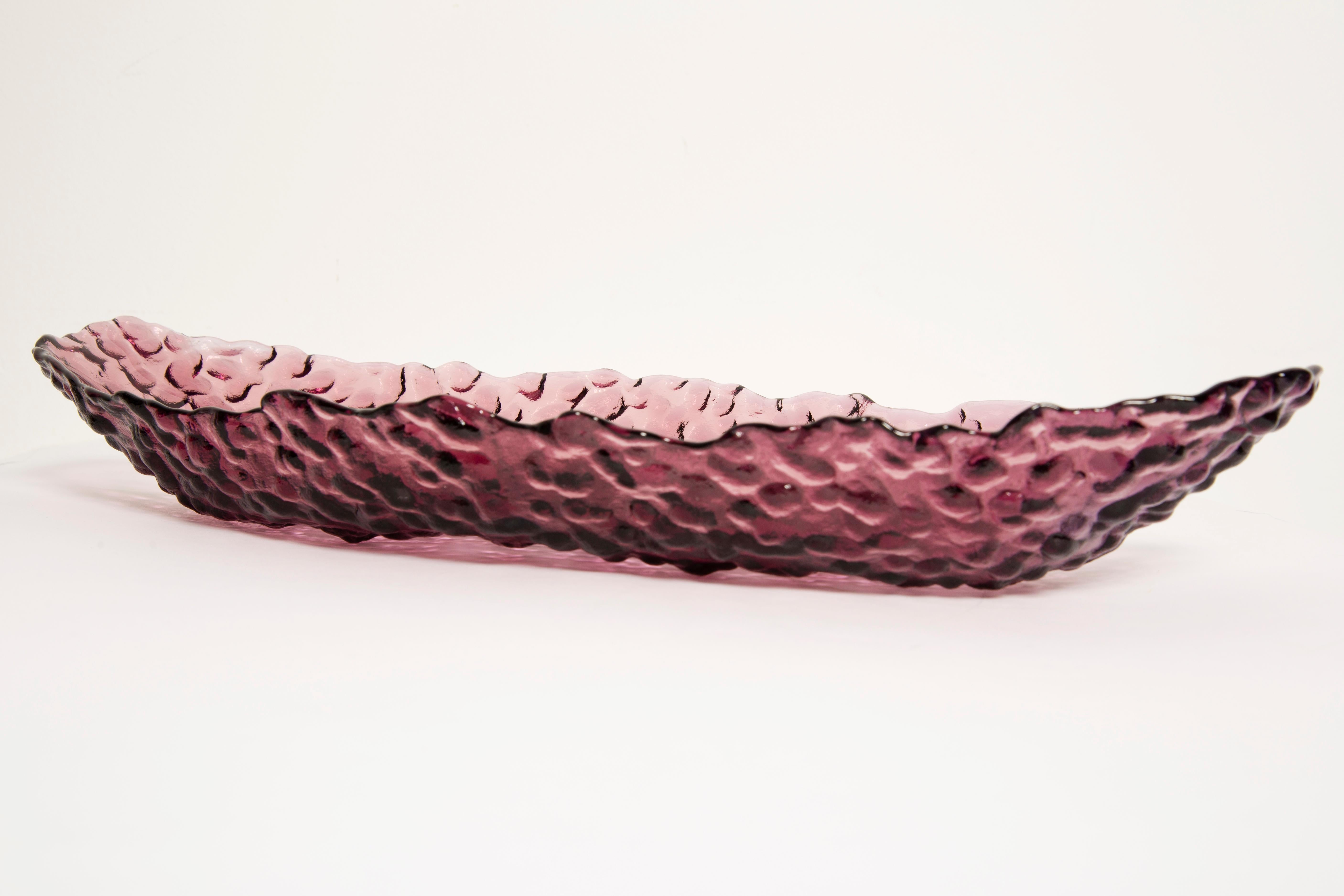 Italian Vintage Purple Decorative Murano Glass Plate, Italy, 1960s For Sale