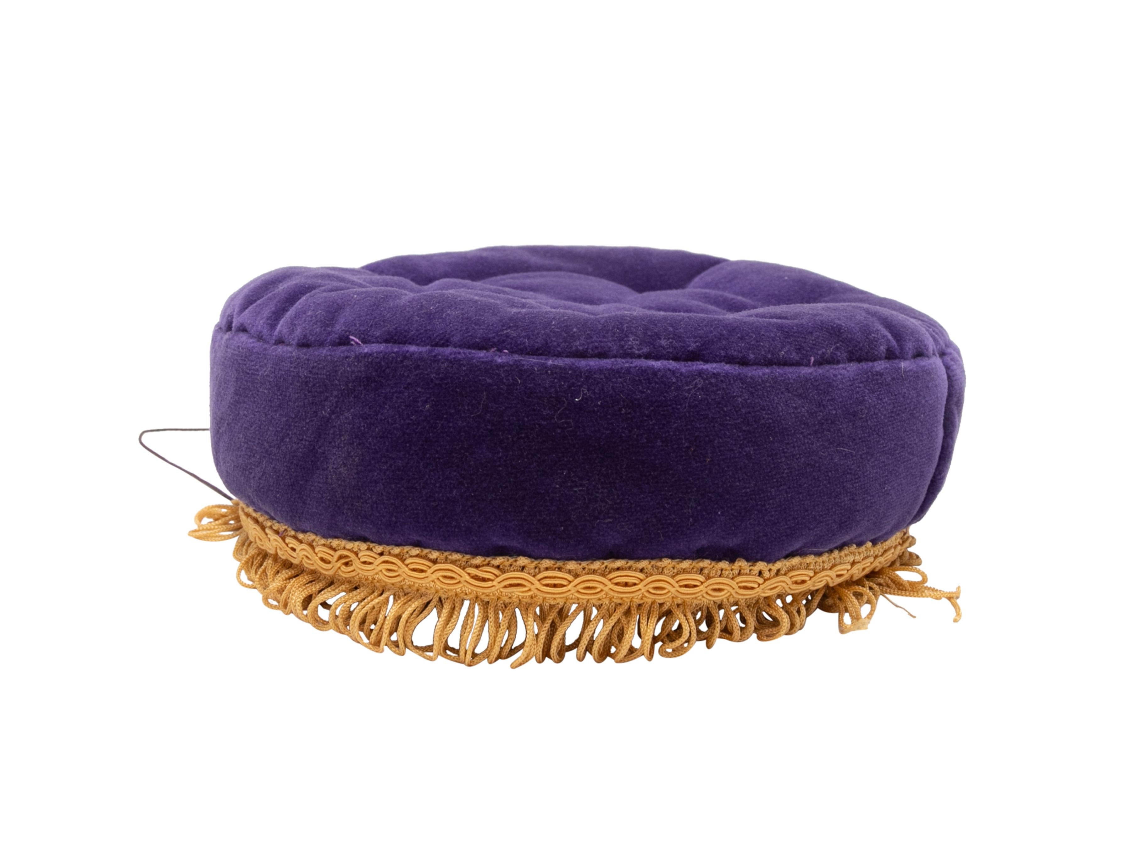 Vintage Purple & Gold Karl Lagerfeld 1985 Cushion Hat In Good Condition For Sale In New York, NY