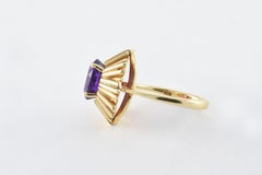 Vintage Purple Iolite and 14K Yellow Gold Sunburst Ring
