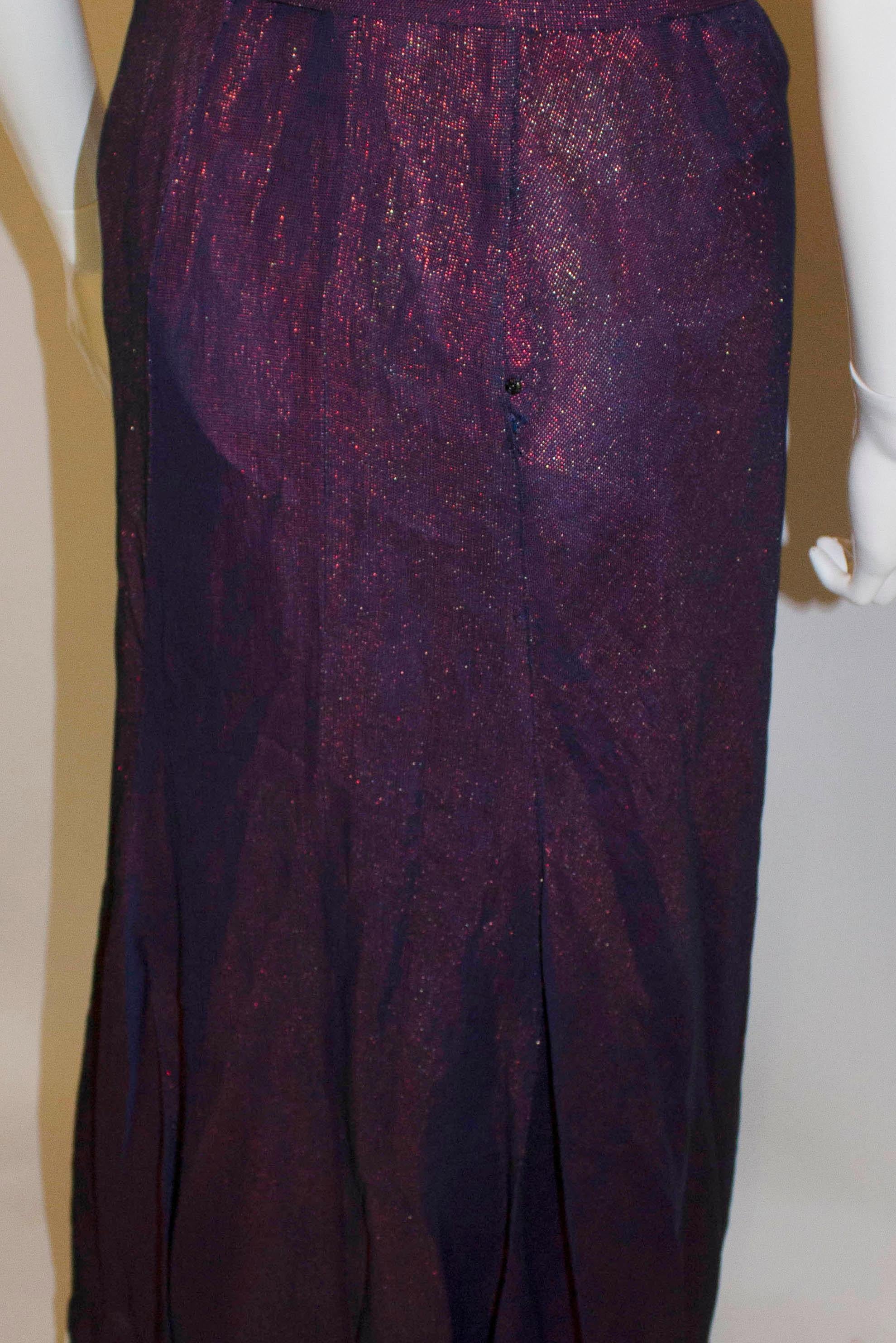 Black Vintage Purple Lame Dress For Sale