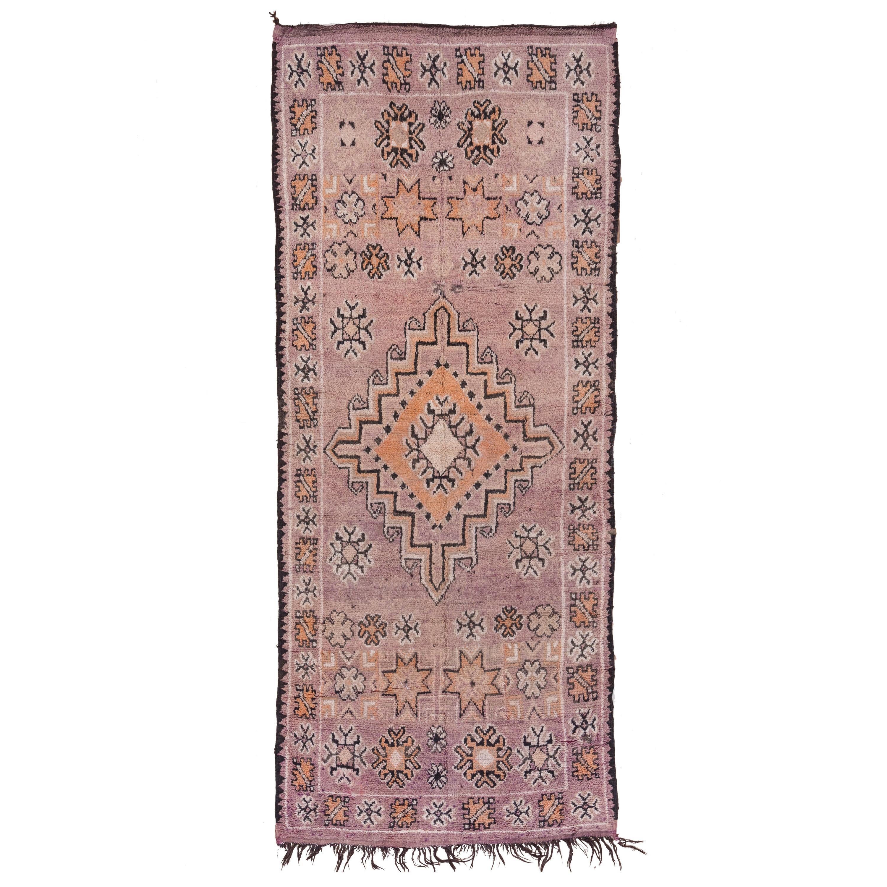 Vintage Purple Moroccan Gallery Carpet For Sale