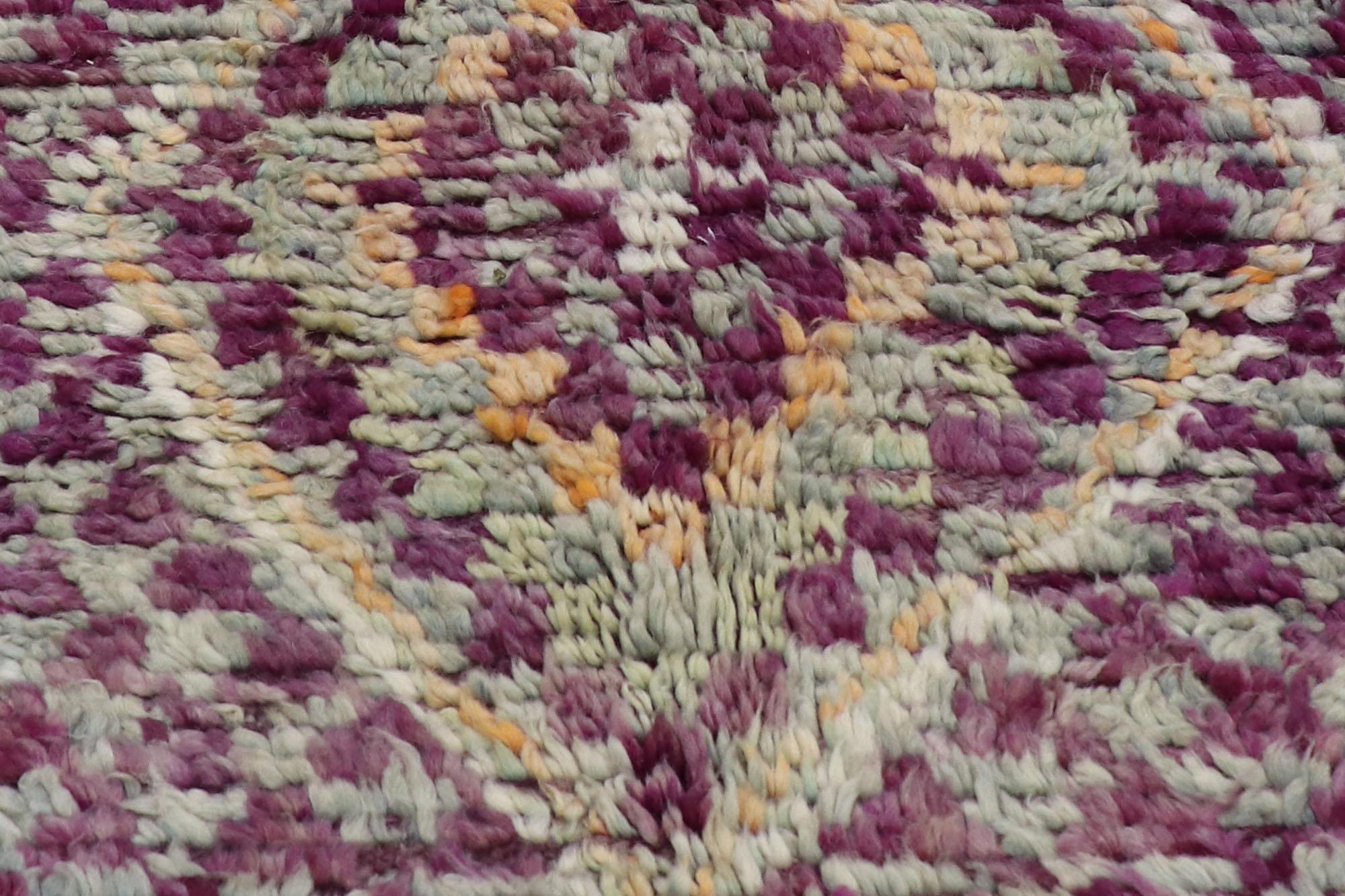 Wool Vintage Purple Moroccan Rug, Boho Tribal Chic Meets Global Midcentury For Sale
