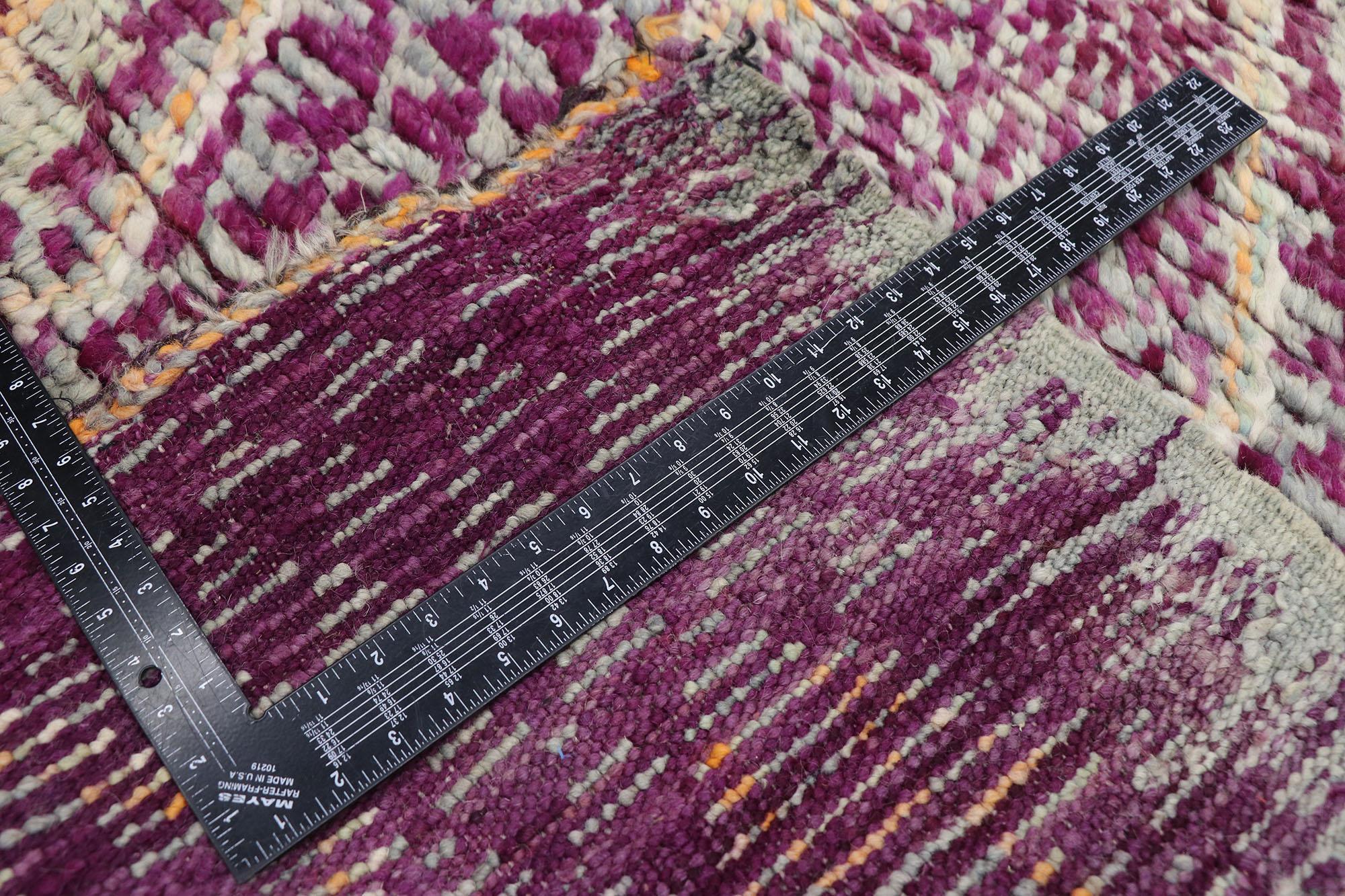 Vintage Purple Moroccan Rug, Boho Tribal Chic Meets Global Midcentury For Sale 1