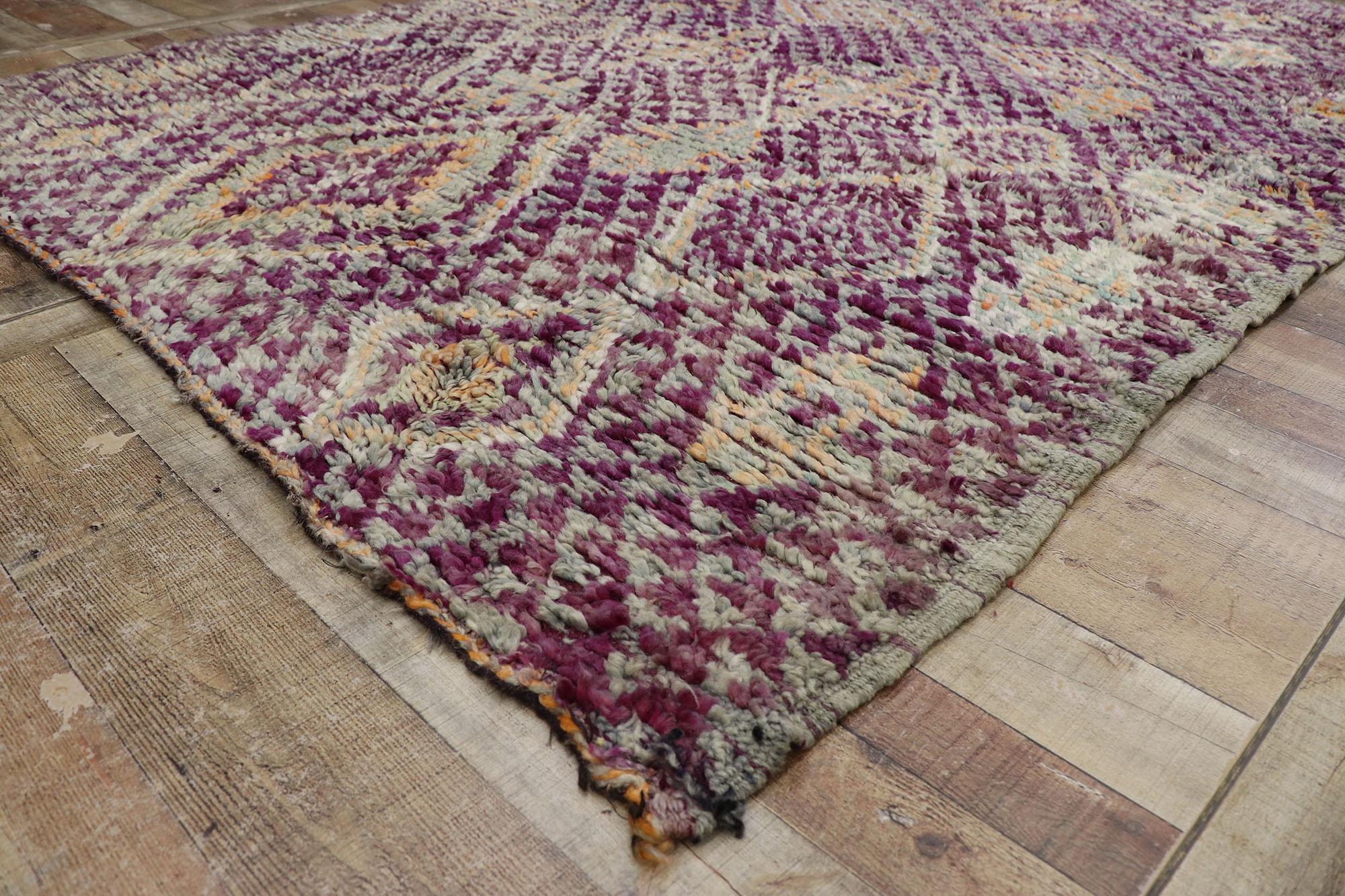 Vintage Purple Moroccan Rug, Boho Tribal Chic Meets Global Midcentury For Sale 2