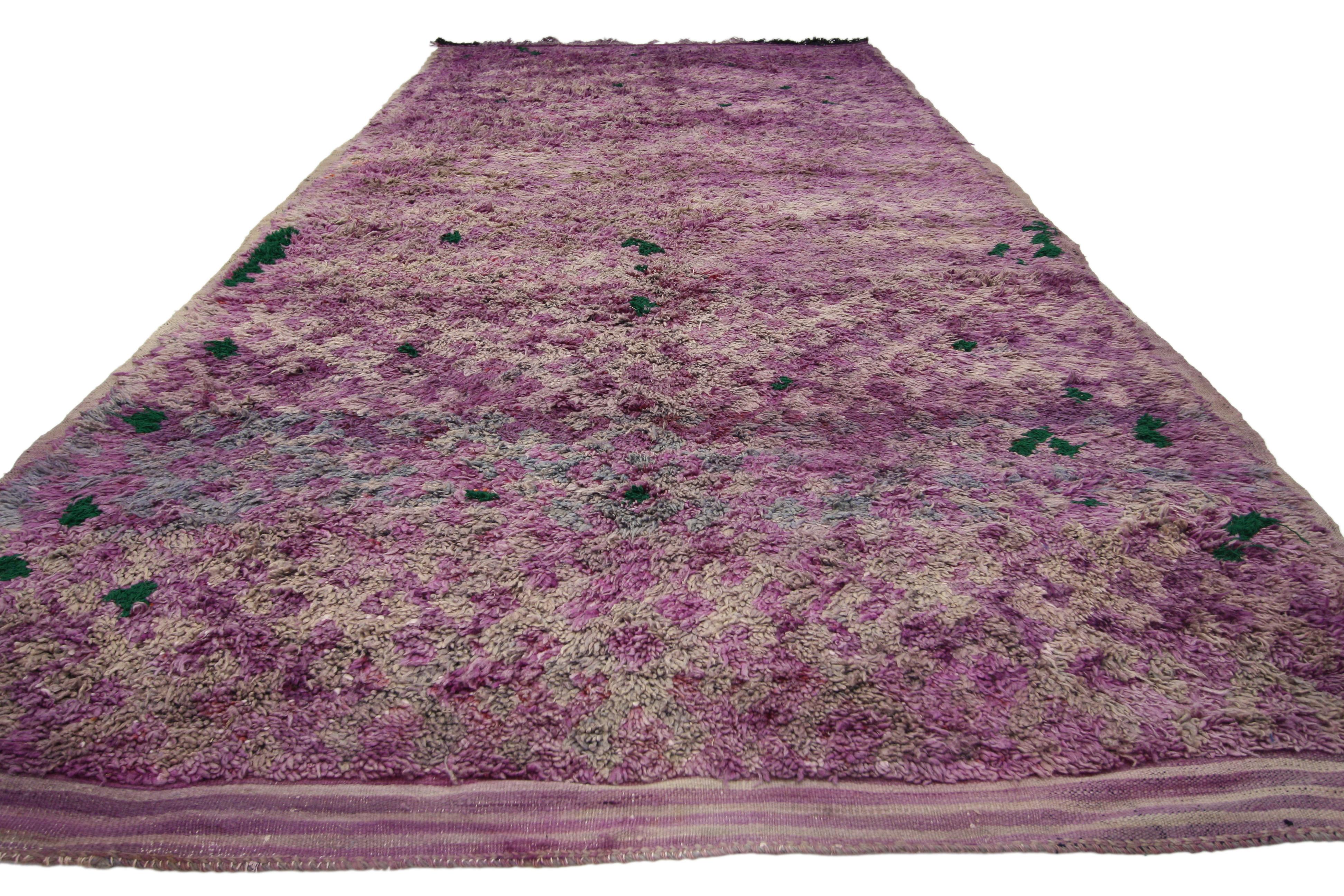 20th Century Vintage Purple Berber Moroccan Rug with Postmodern Memphis and Tribal Style