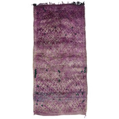 Vintage Purple Berber Moroccan Rug with Postmodern Memphis and Tribal Style