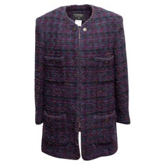 Vintage Purple & Multicolor Chanel Boutique Fall/Winter 1997 Tweed Jacket FR 46