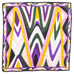 Vintage Purple 
Multicolor Emilio Pucci Abstract Print Silk Scarf