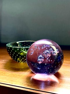 Vintage Purple Murano Glass Sculpture/Paperweight, Ball with Included Bubbles