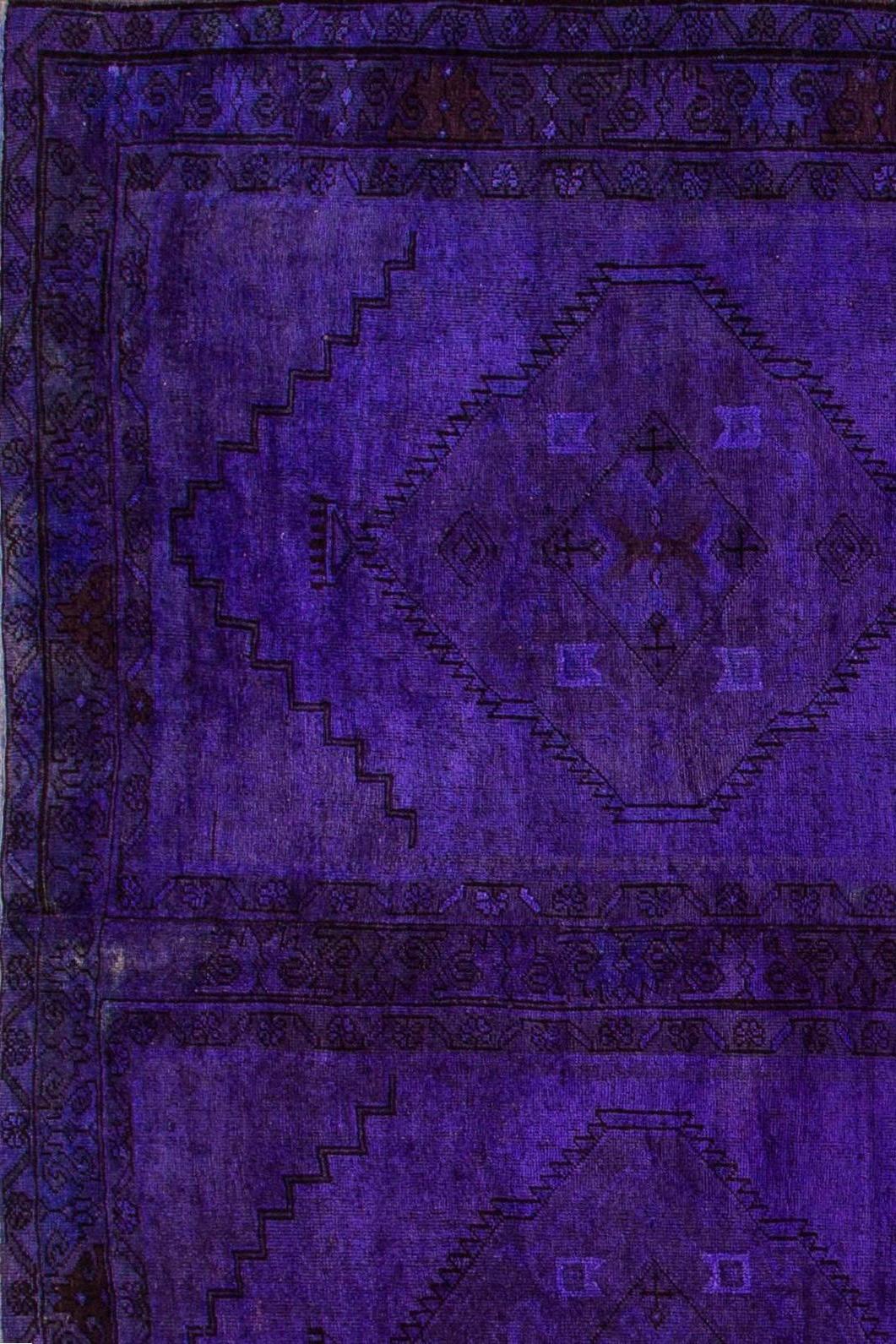 Turkish Vintage Purple Overdyed Khotan Style Rug For Sale