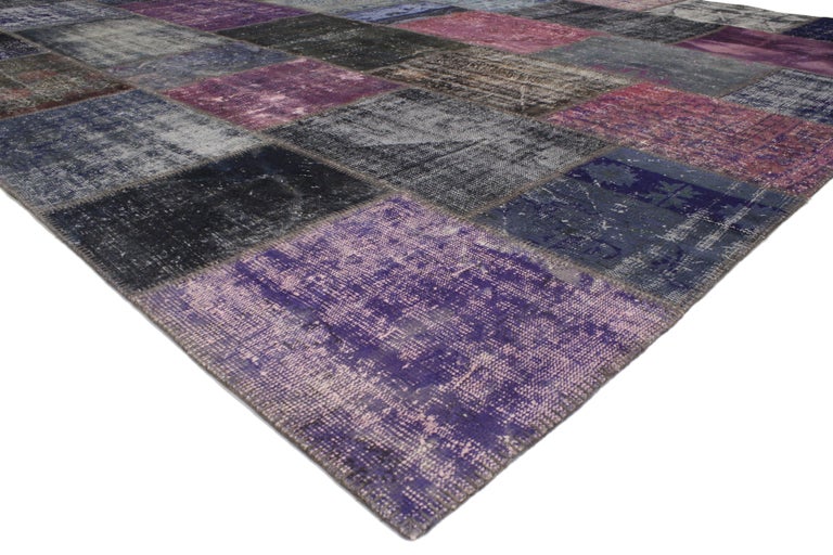 Purple Patchwork Rug Vintage Purple Patchwork Persian Rug with Postmodern Memphis Style For ...