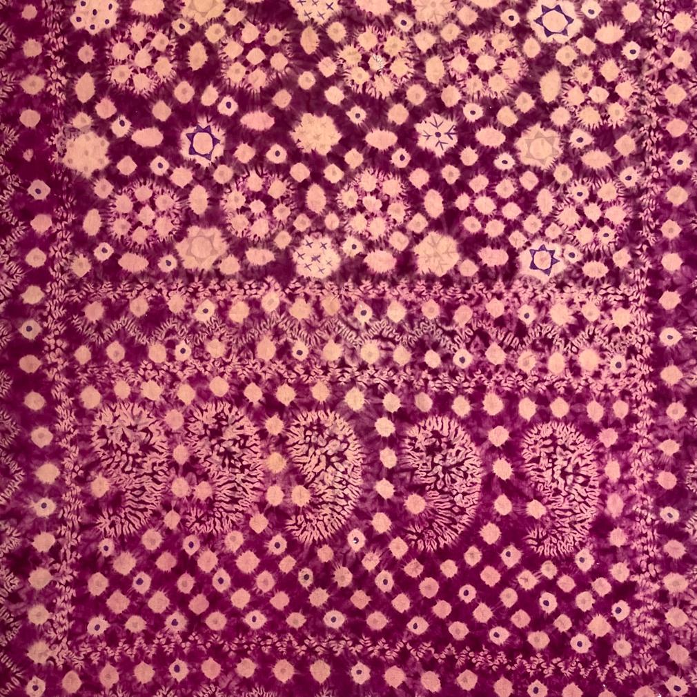 Vintage Purple Plangi and Tritik Silk Shawl, Palembang, Sumatra. For Sale 3