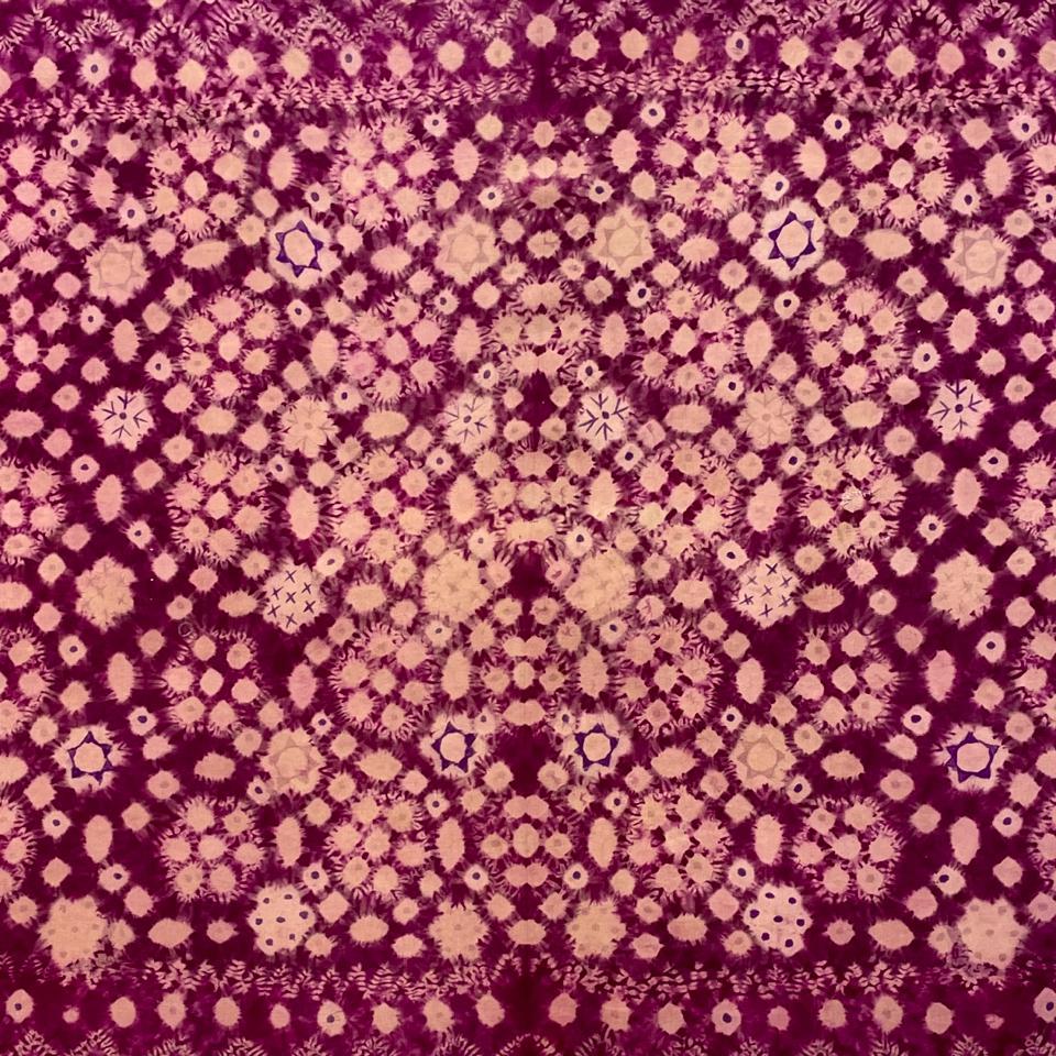 Vintage Purple Plangi and Tritik Silk Shawl, Palembang, Sumatra. For Sale 2