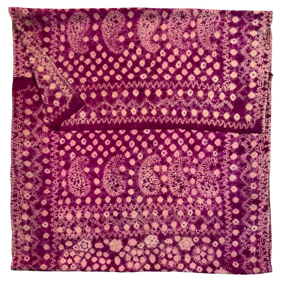 Vintage Purple Plangi and Tritik Silk Shawl, Palembang, Sumatra.