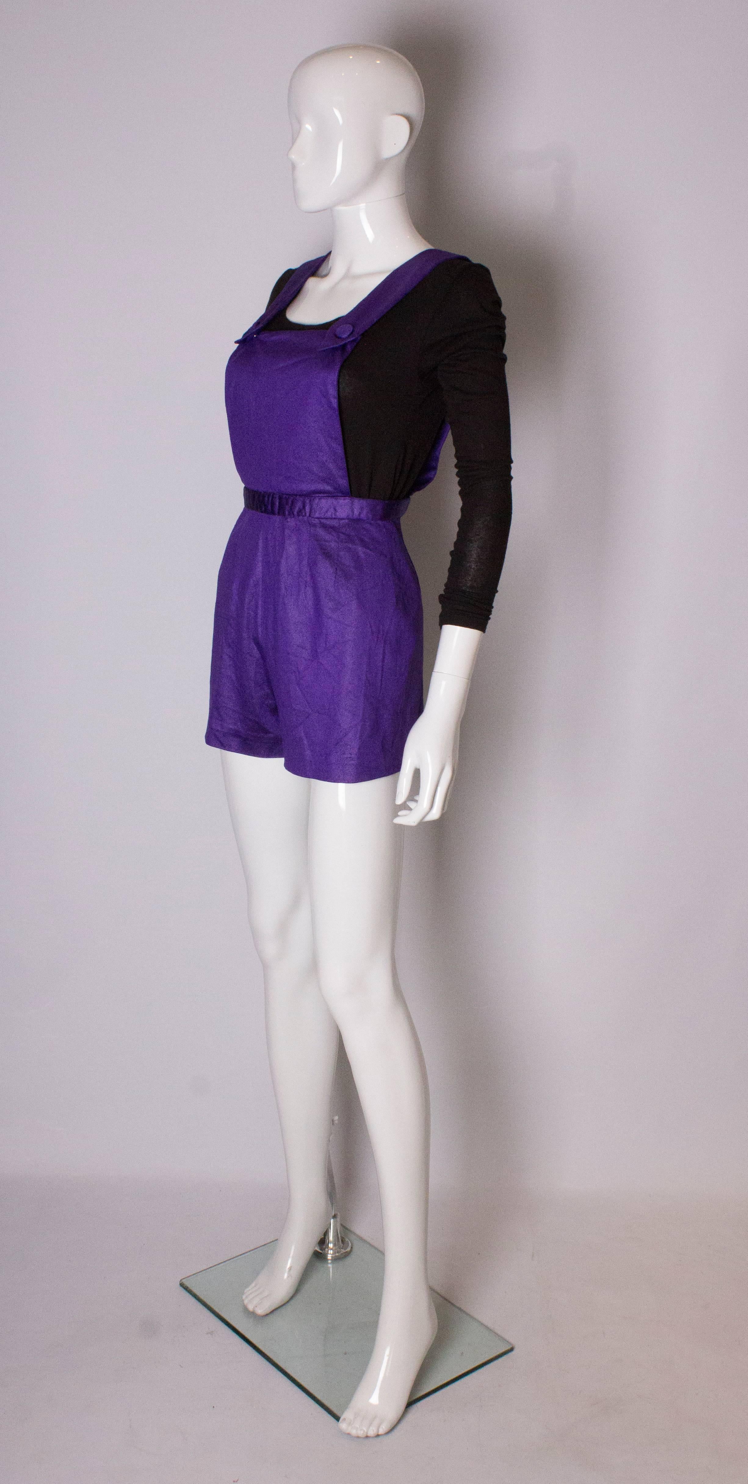 Vintage Purple Playsuit In Good Condition For Sale In London, GB