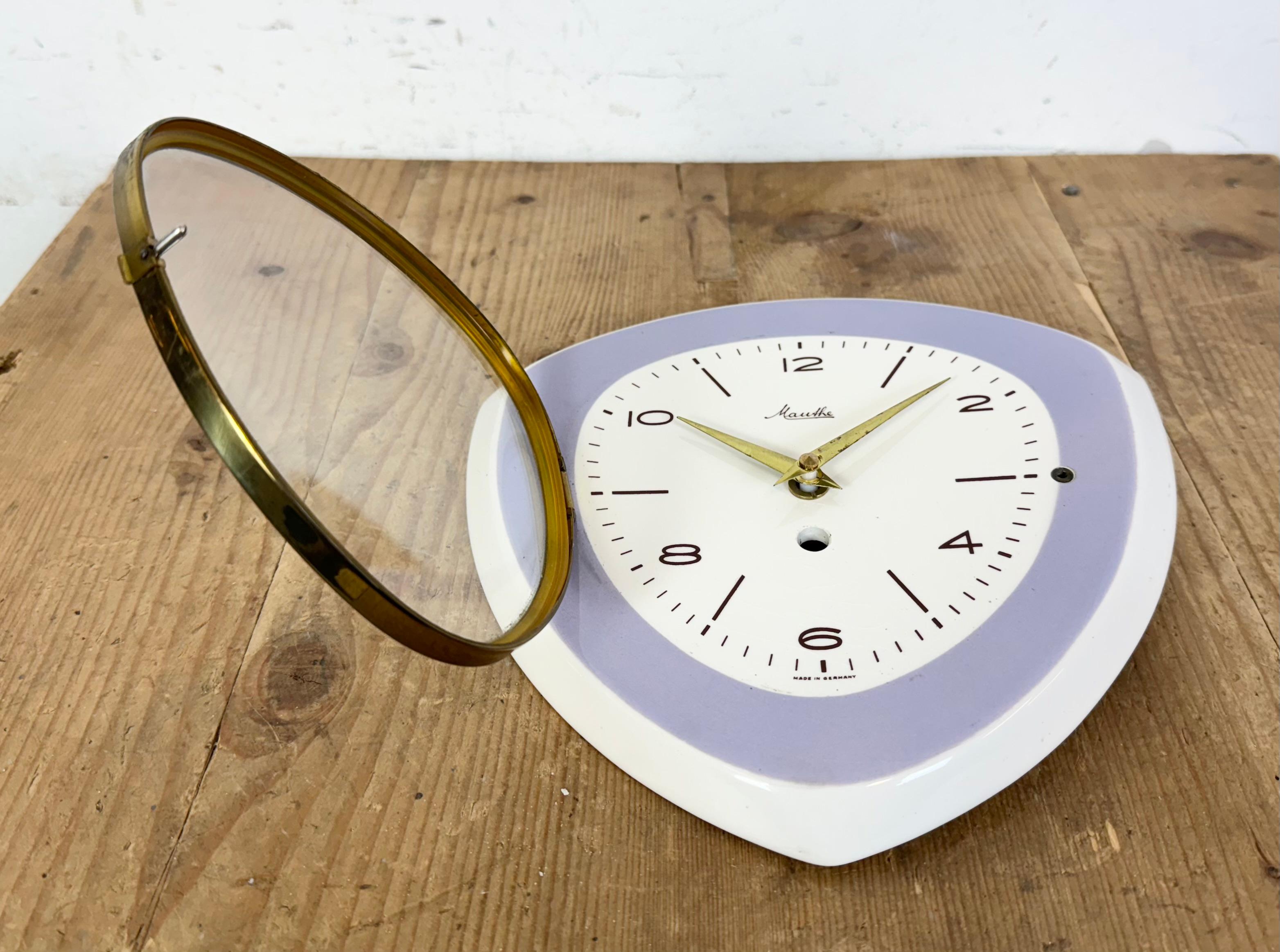 Vintage Purple Porcelain Wall Clock from Mauthe, 1970s 4