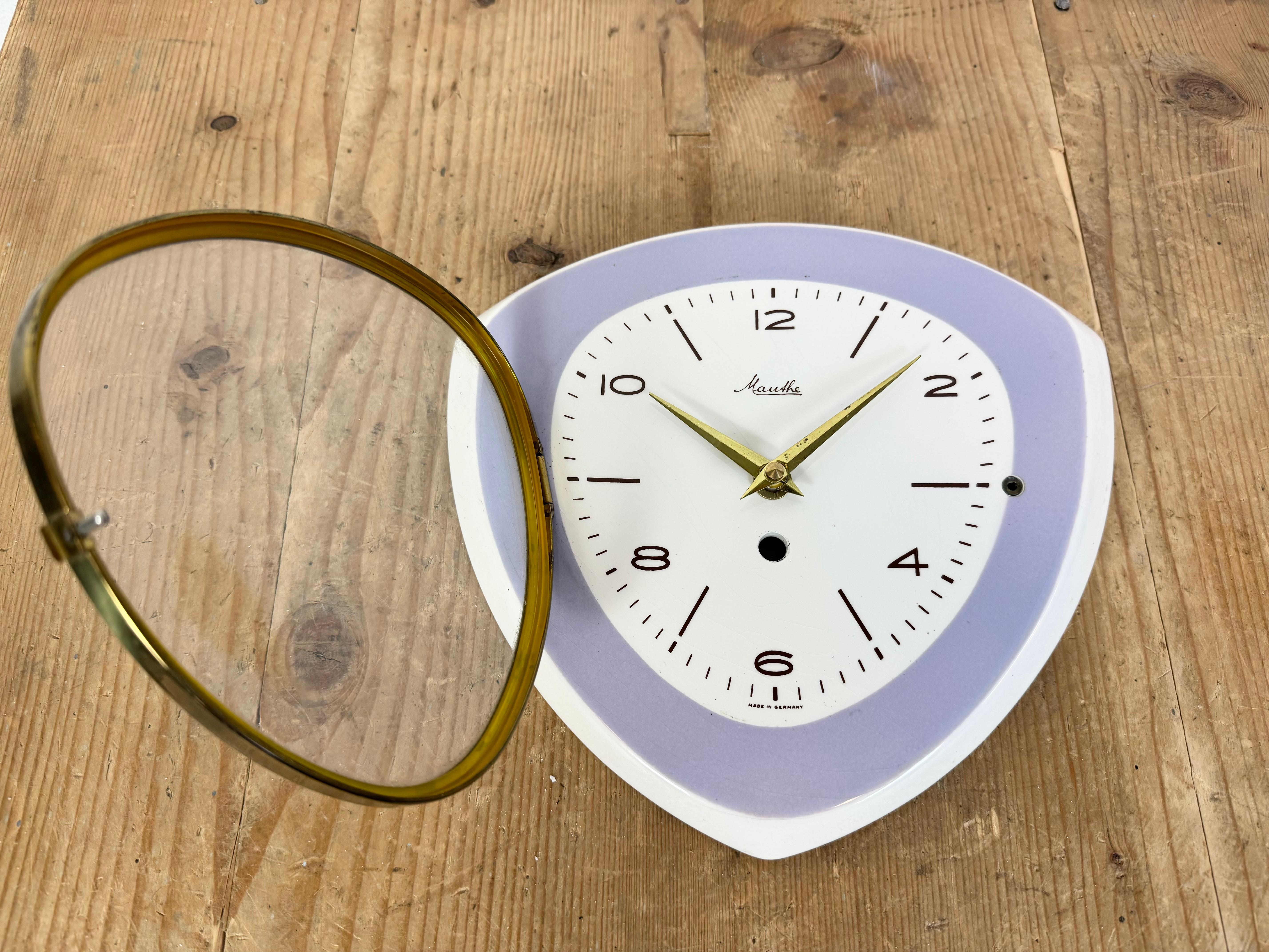 Vintage Purple Porcelain Wall Clock from Mauthe, 1970s 7