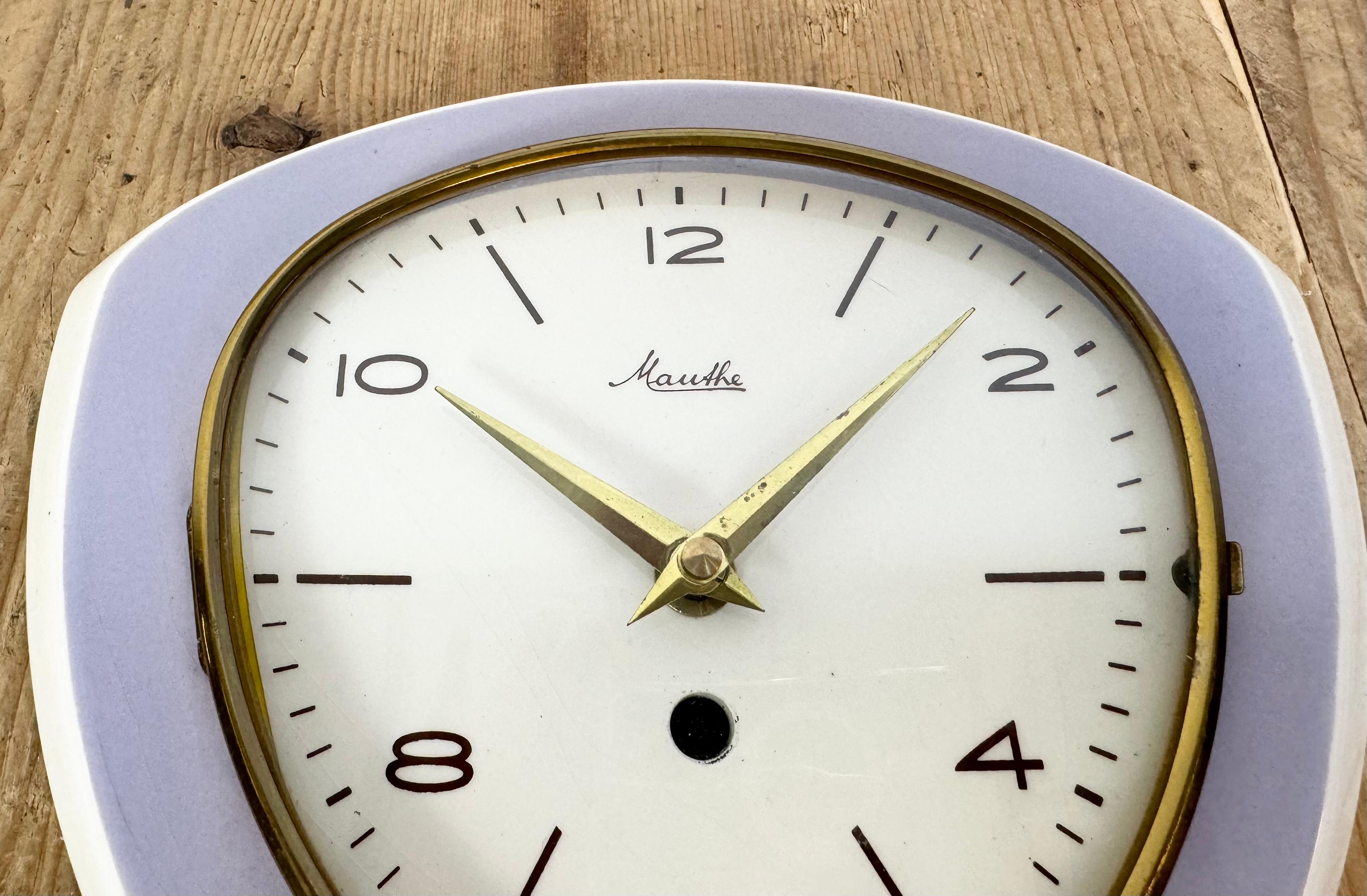 Late 20th Century Vintage Purple Porcelain Wall Clock from Mauthe, 1970s