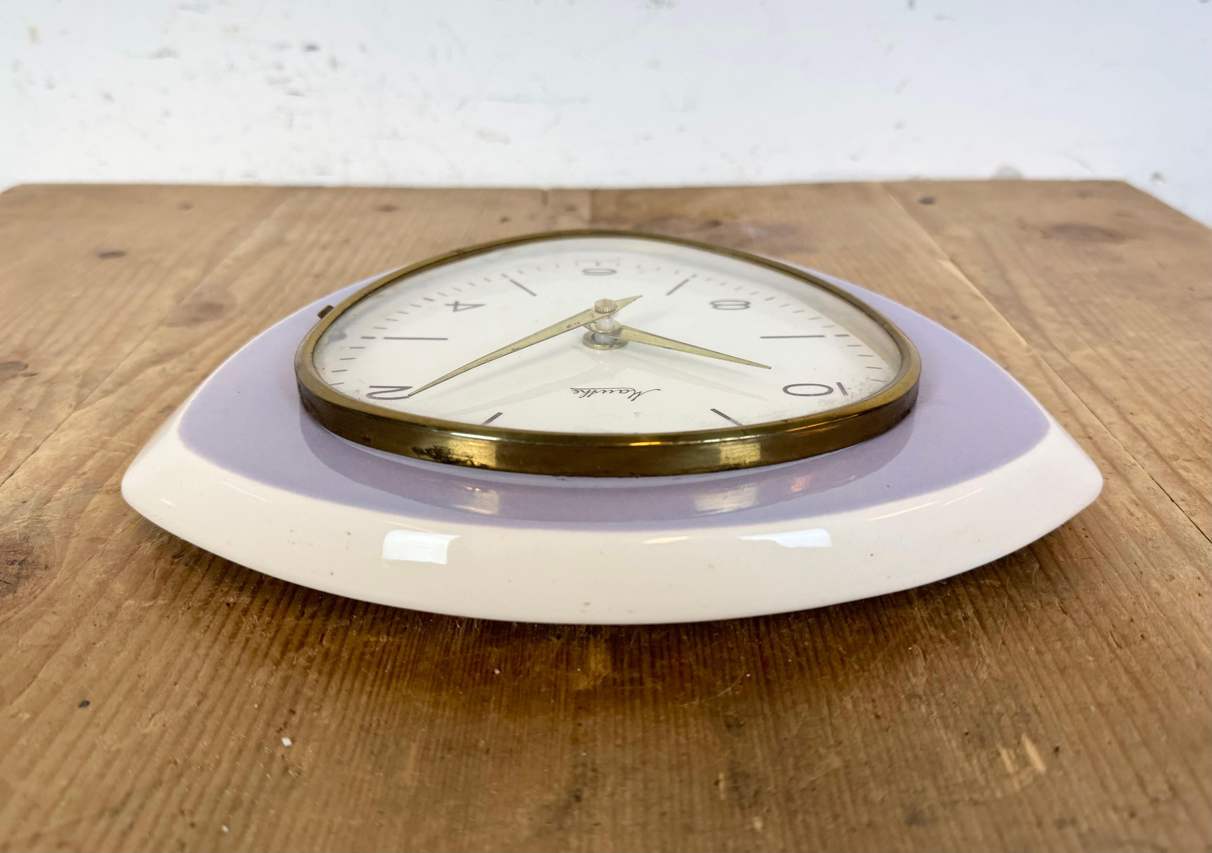 Vintage Purple Porcelain Wall Clock from Mauthe, 1970s 1