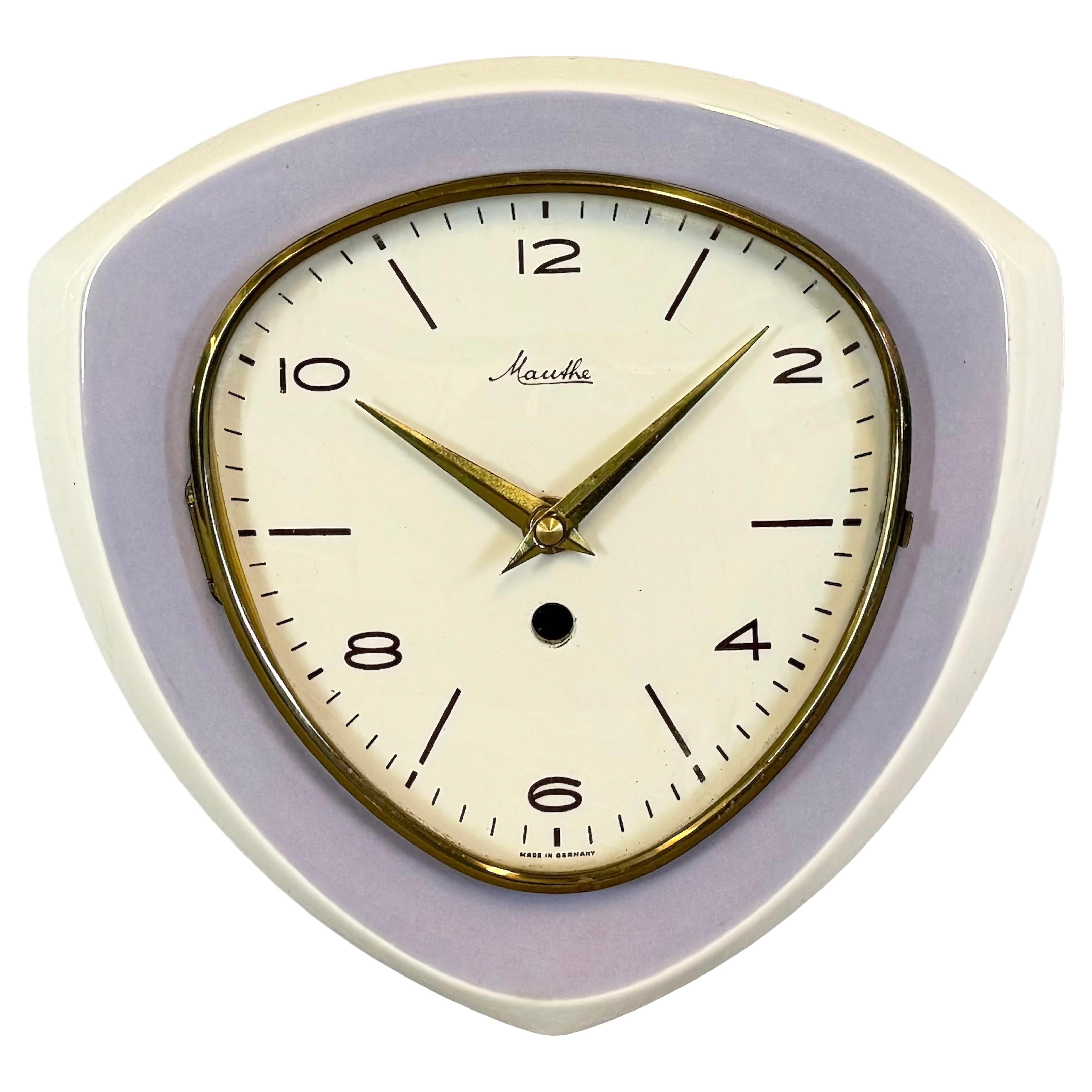 Vintage Purple Porcelain Wall Clock from Mauthe, 1970s For Sale