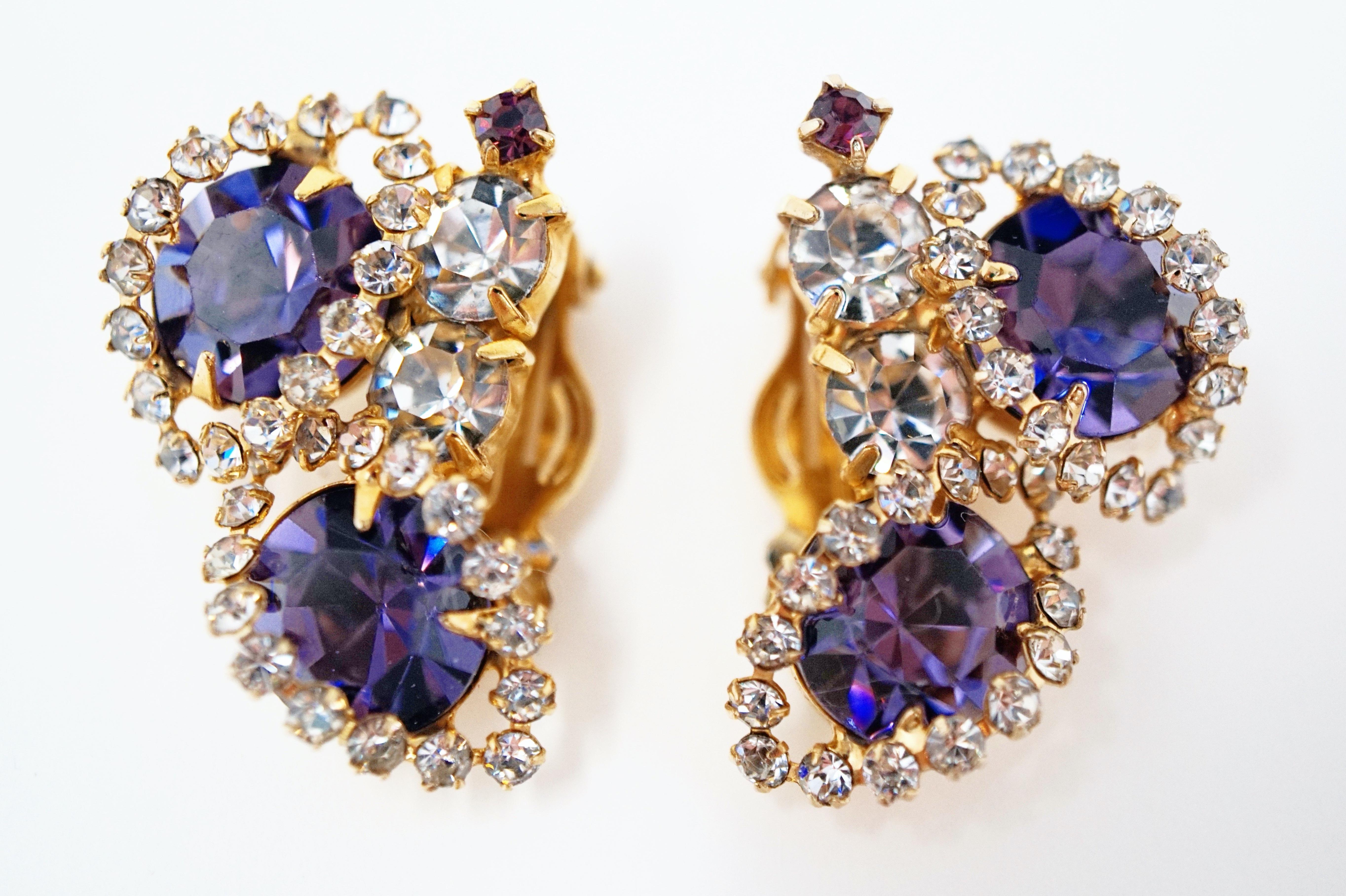 purple rhinestone earrings