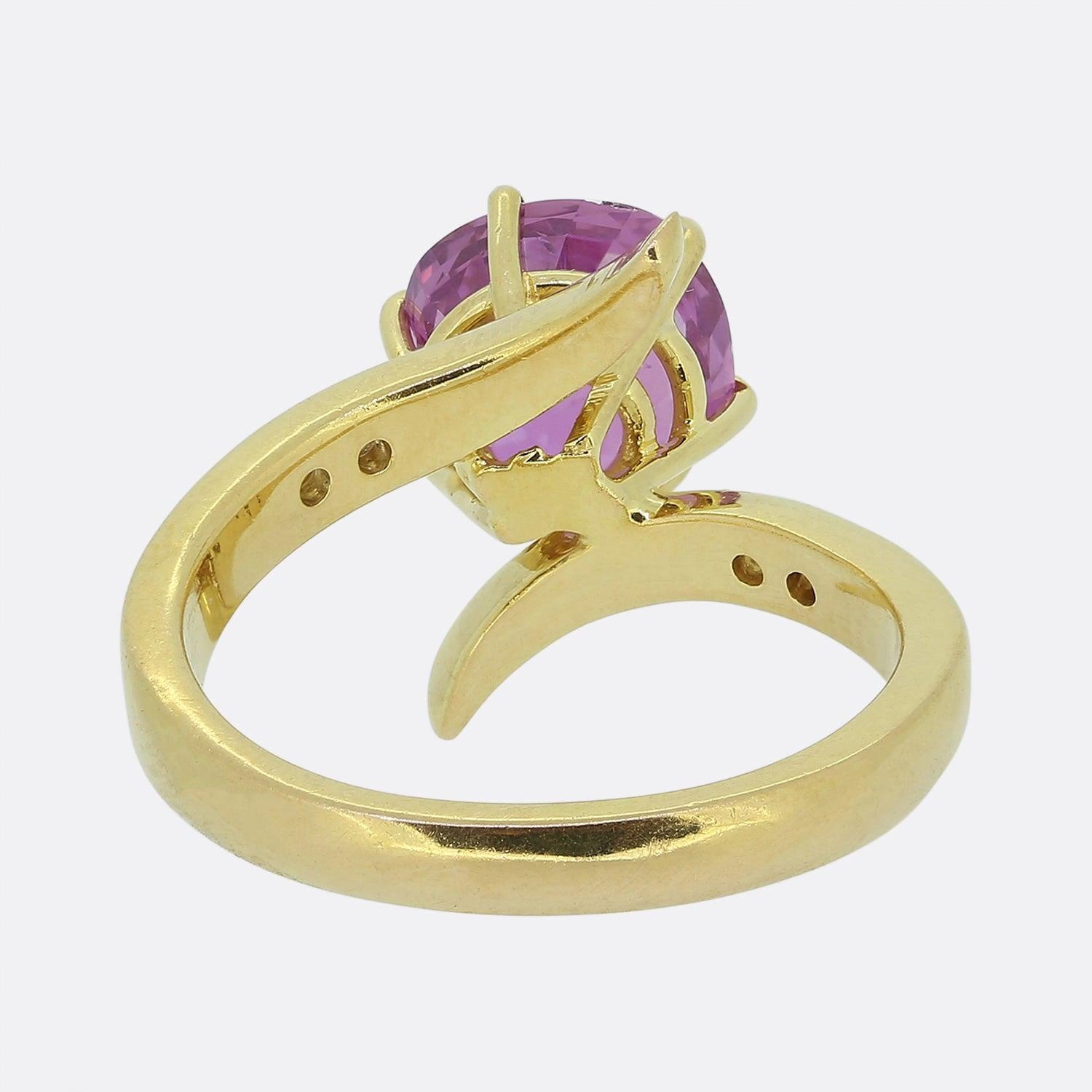 Vintage Ring mit lila Saphir und Diamant im Zustand „Gut“ im Angebot in London, GB