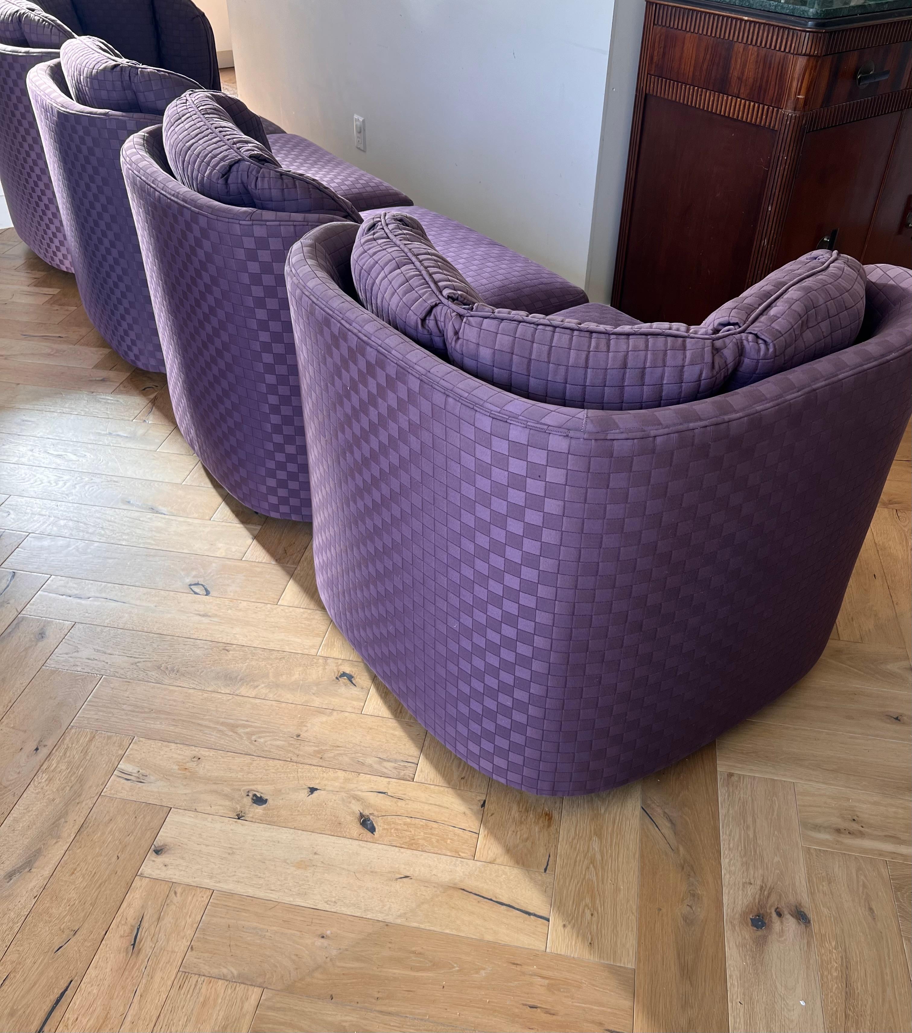 Vintage purple scallop-edge sectional “Folio 500” sofa by Henredon, 1975 8