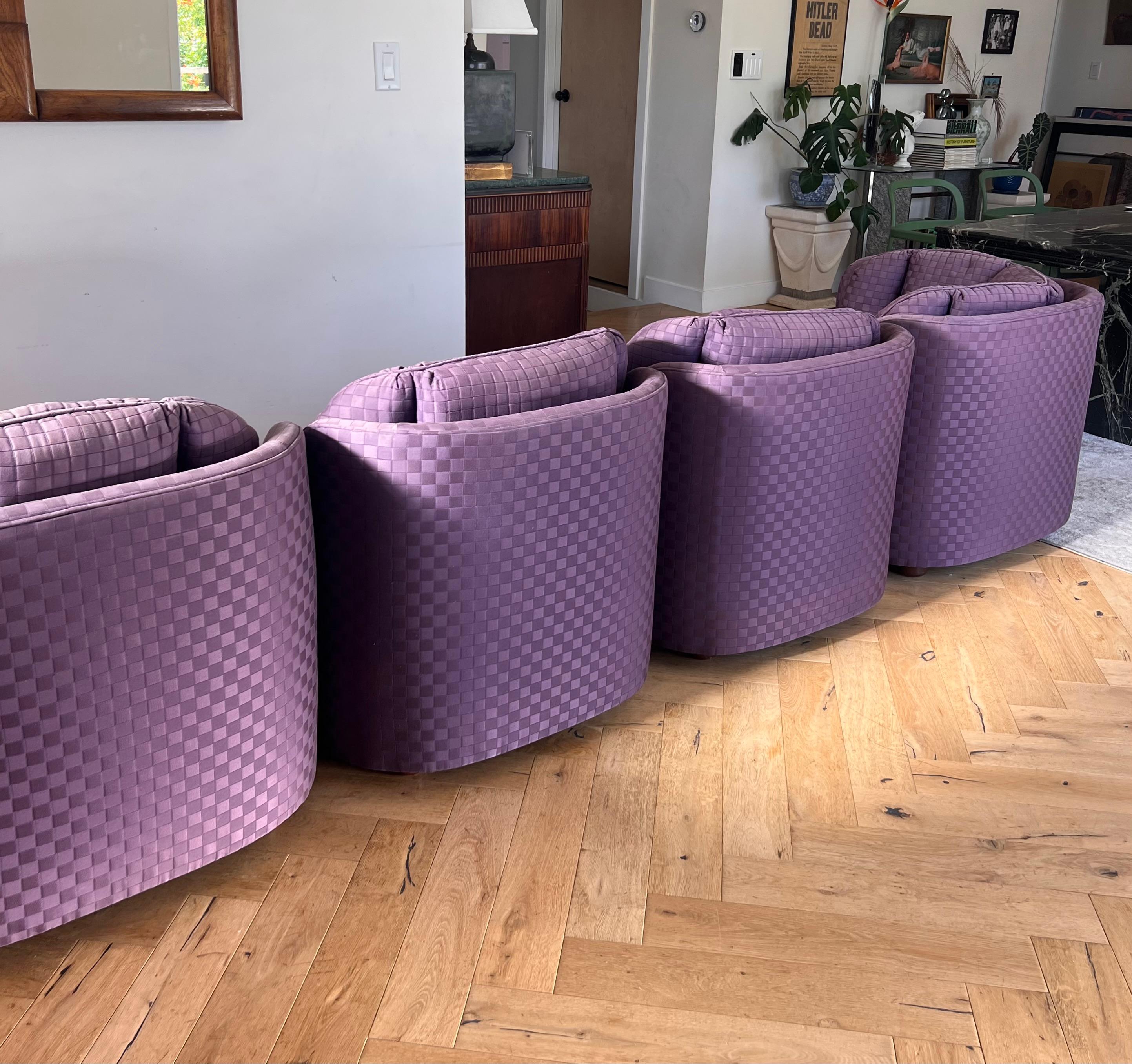 Vintage purple scallop-edge sectional “Folio 500” sofa by Henredon, 1975 9