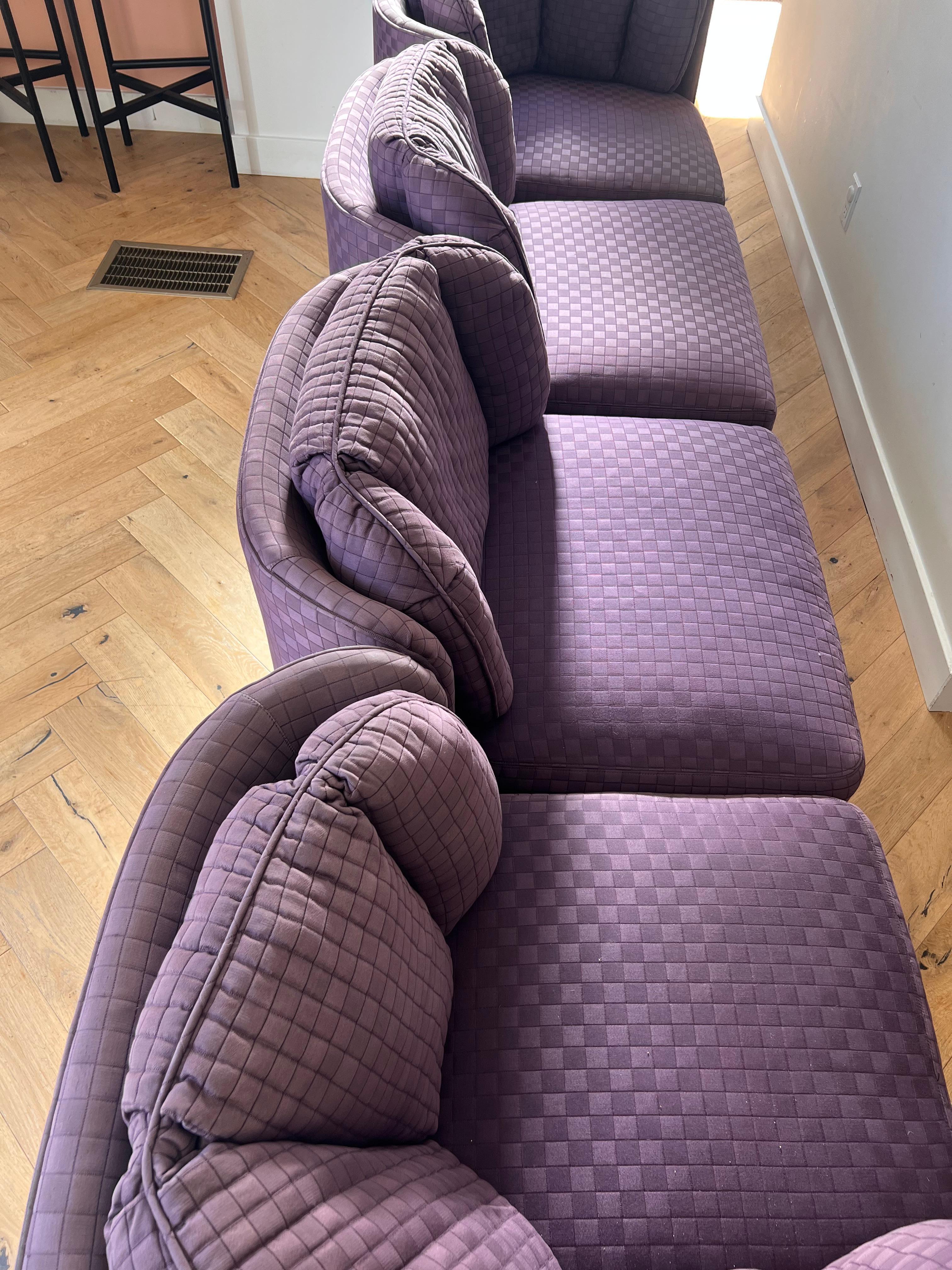 Vintage purple scallop-edge sectional “Folio 500” sofa by Henredon, 1975 10