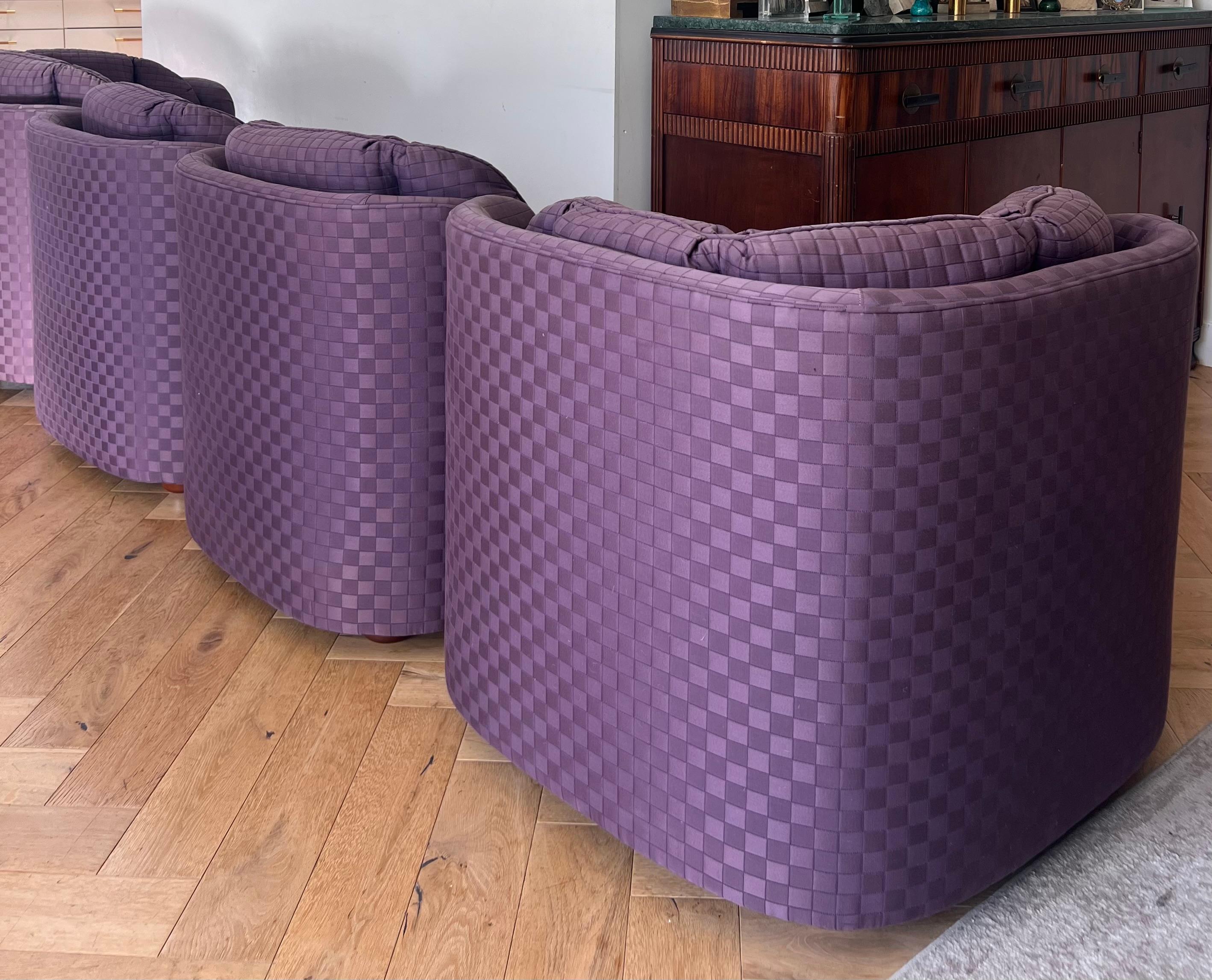 20th Century Vintage purple scallop-edge sectional “Folio 500” sofa by Henredon, 1975