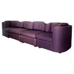 Vintage purple scallop-edge sectional “Folio 500” sofa by Henredon, 1975