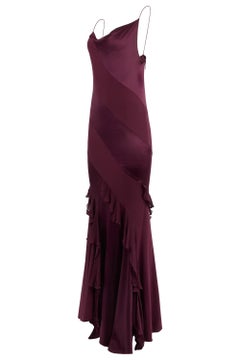 Vintage Roberto Cavalli Purple Silk Cowl Neck Maxi Gown