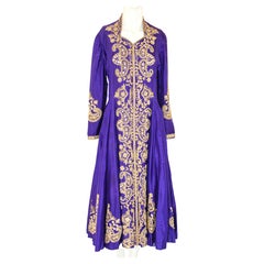  Retro Purple Silk Embroidered Maxi Dress Anarkali Kashmir Maxi Dress India