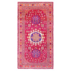 Lila Khotan-Teppich aus Seide im Vintage-Stil. 5 ft 10 in x 11 ft 4 in