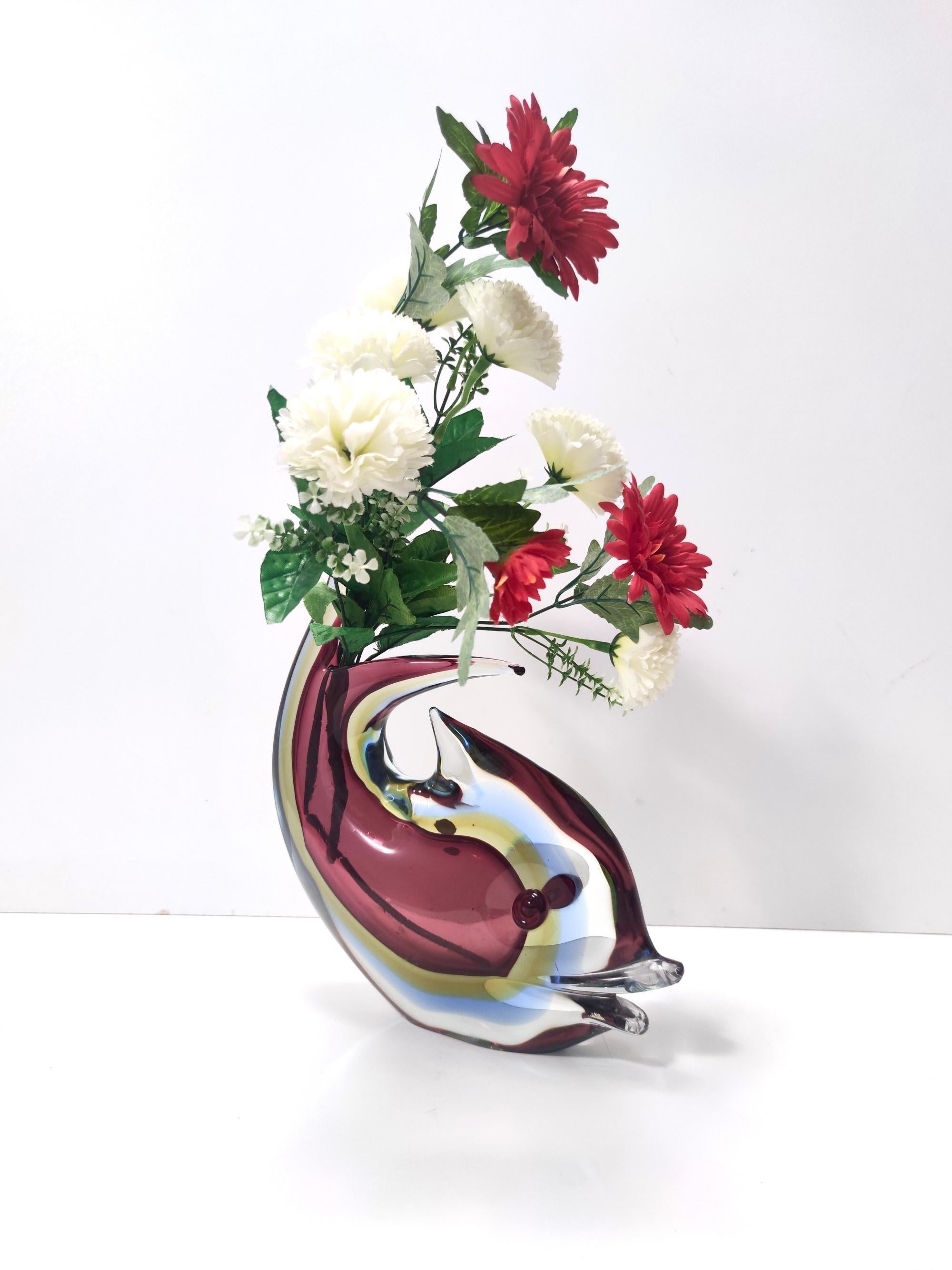 Mid-Century Modern Vintage Puce Sommerso Murano Glass Vase Ascribable to Poli for Seguso, Italy For Sale