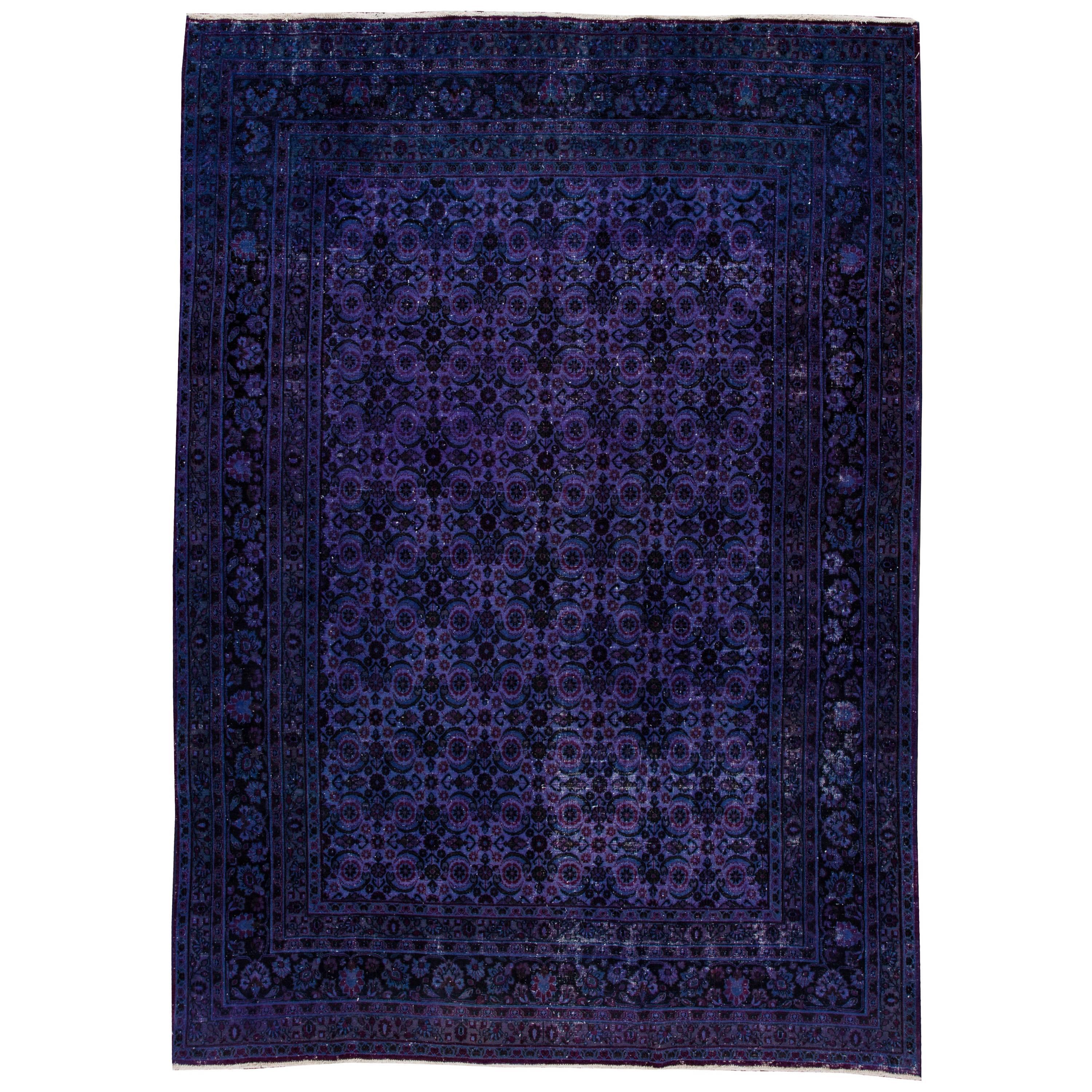 Vintage Purple Tabriz Carpet For Sale