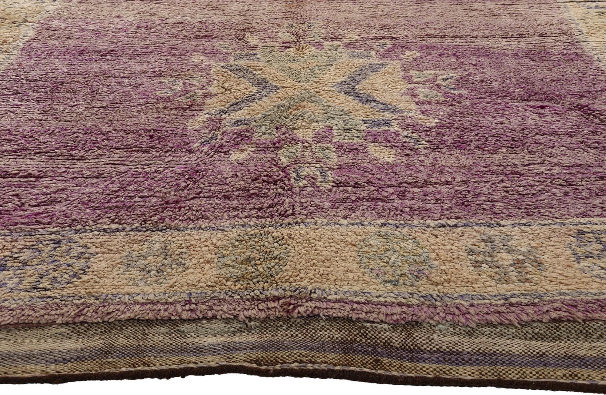 Hand-Knotted Vintage Purple Talsint Moroccan Rug, Boho Chic Meets Cozy Hygge For Sale