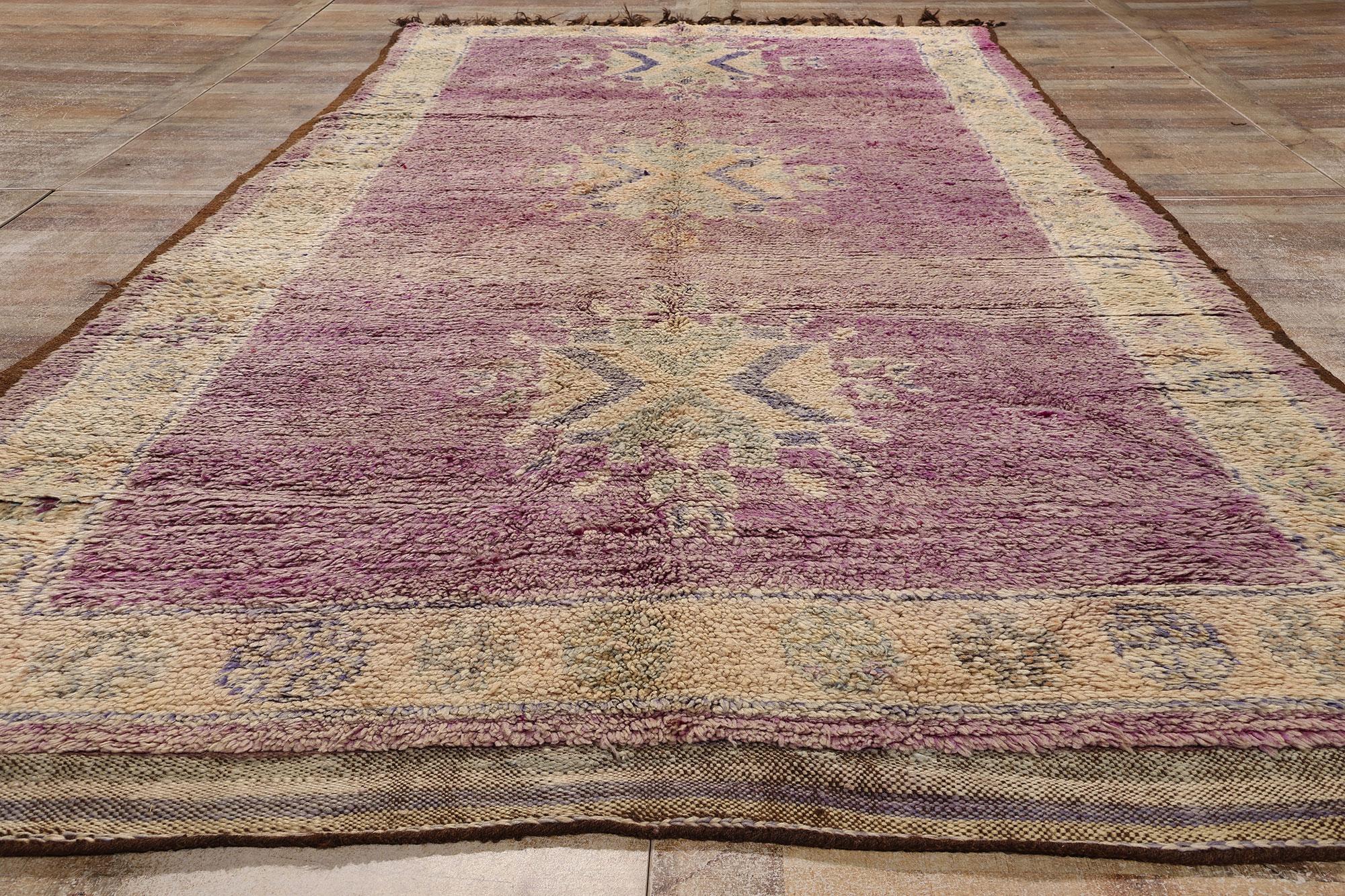 20th Century Vintage Purple Talsint Moroccan Rug, Boho Chic Meets Cozy Hygge For Sale