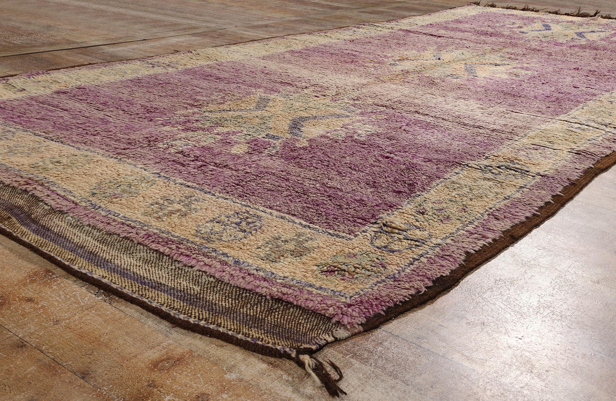 Vintage Purple Talsint Moroccan Rug, Boho Chic Meets Cozy Hygge For Sale 1