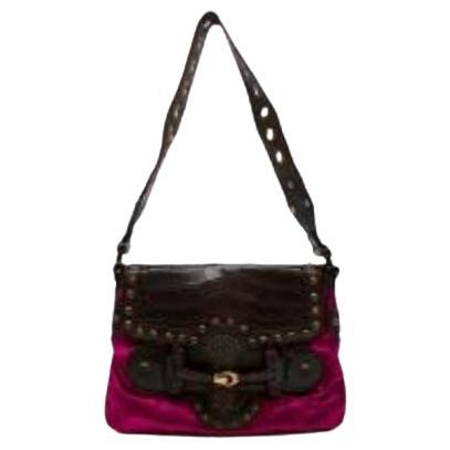 Vintage Purple Velvet Alligator Pelham Flap Bag For Sale