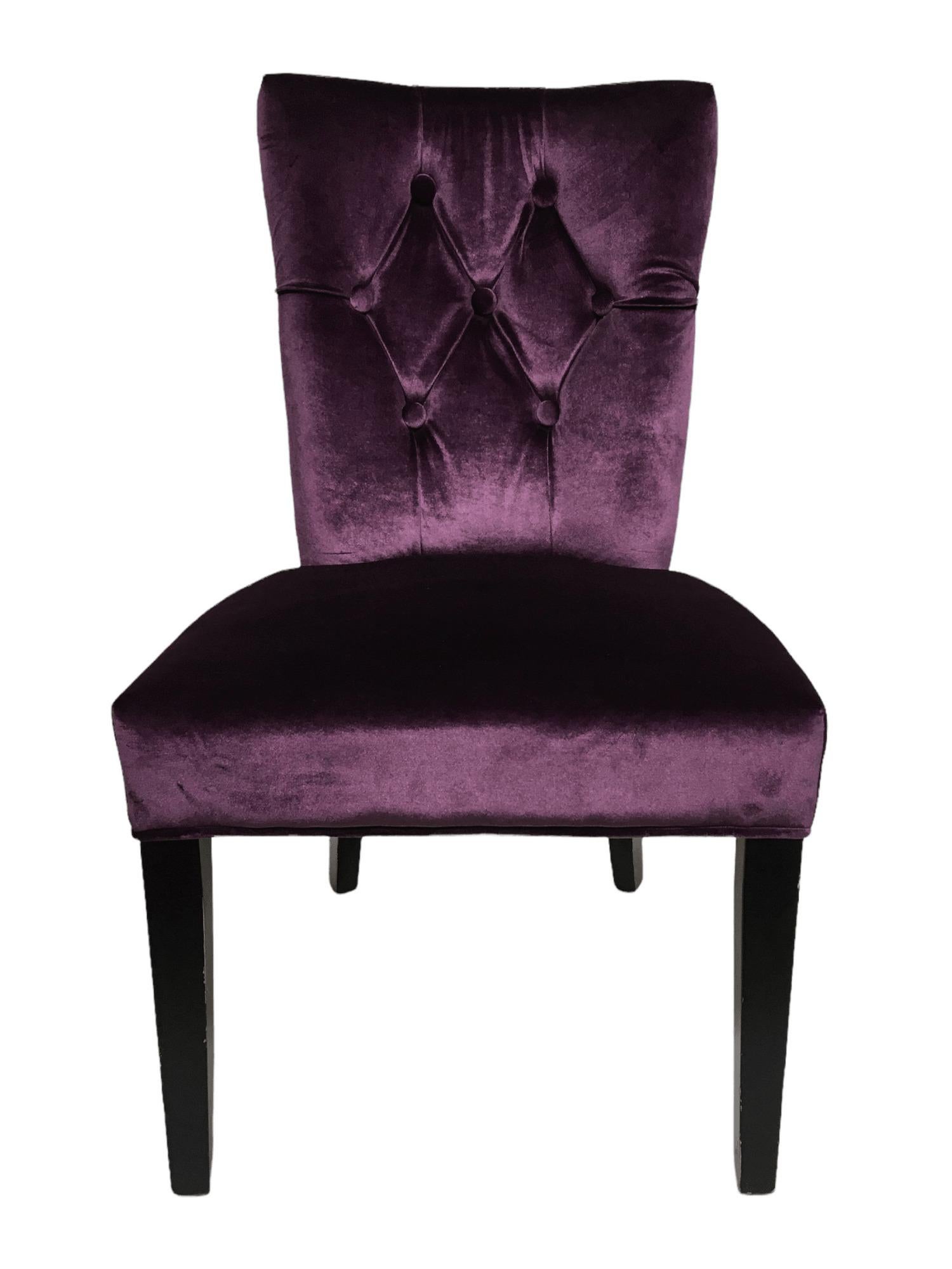 Other Vintage Purple Velvet Chairs with Tufted Padded Backrest. Set of 2