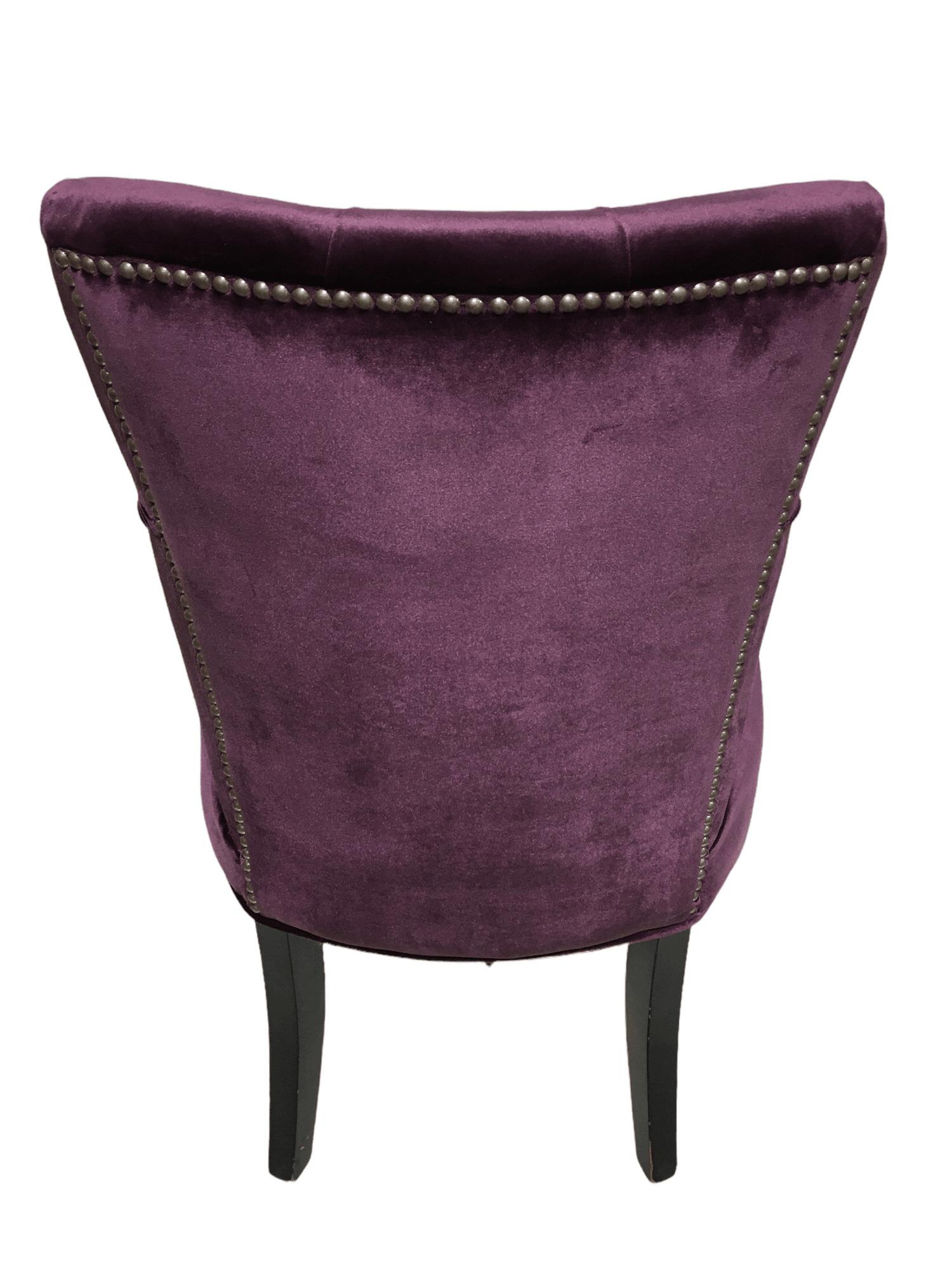 Vintage Purple Velvet Chairs with Tufted Padded Backrest. Set of 2 1