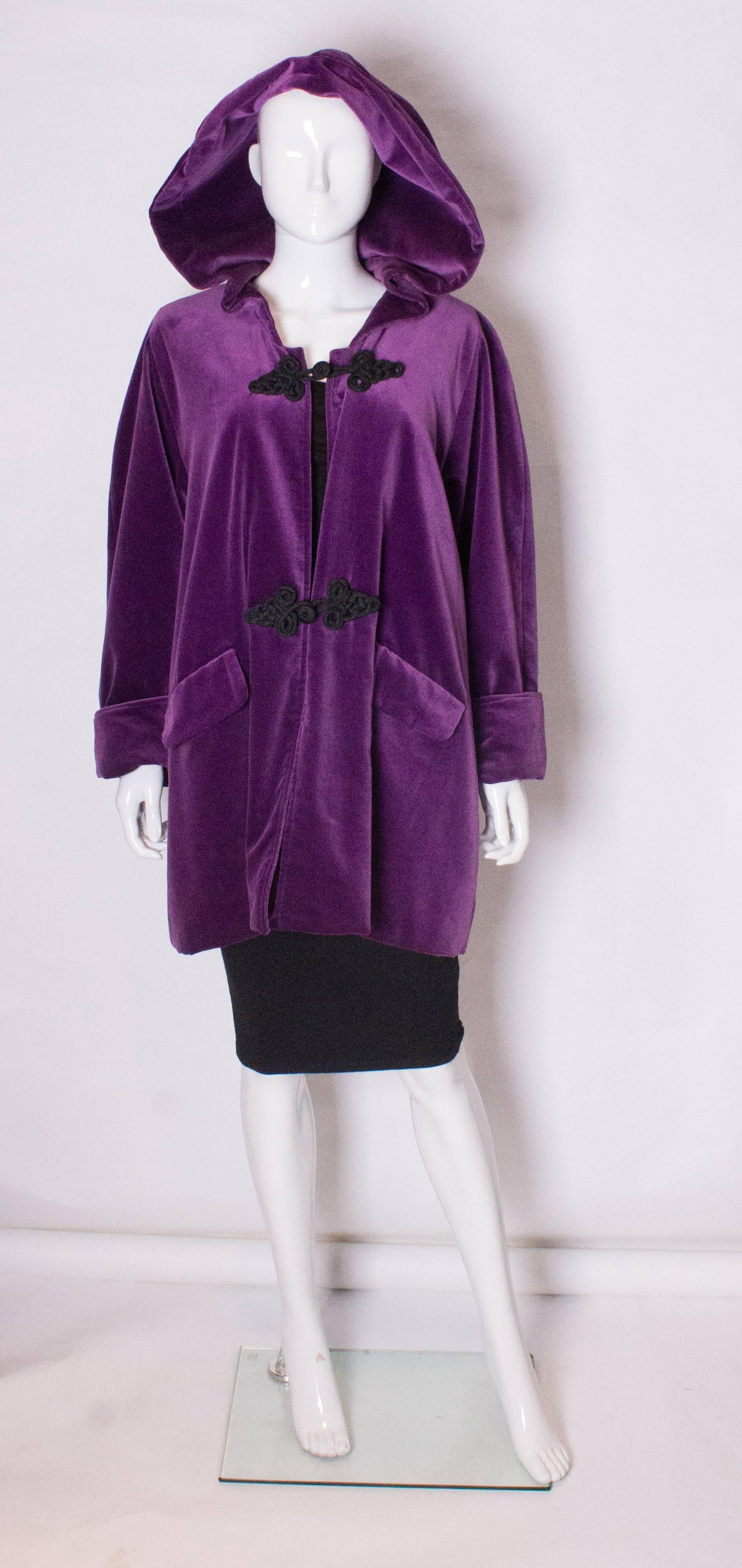 Women's Vintage Purple Velvet Hooded Jacket by Maribou London
