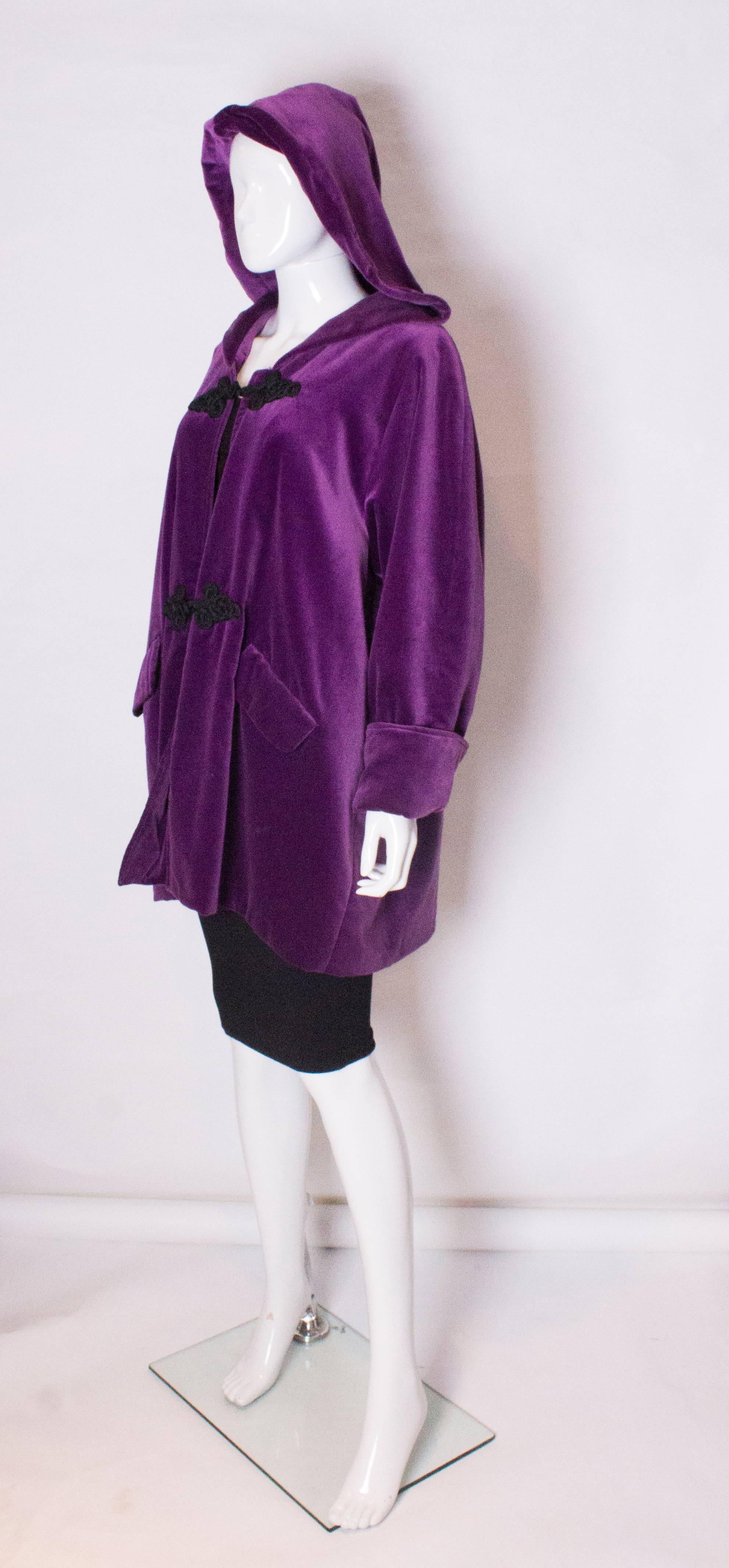 Vintage Purple Velvet Hooded Jacket by Maribou London 1