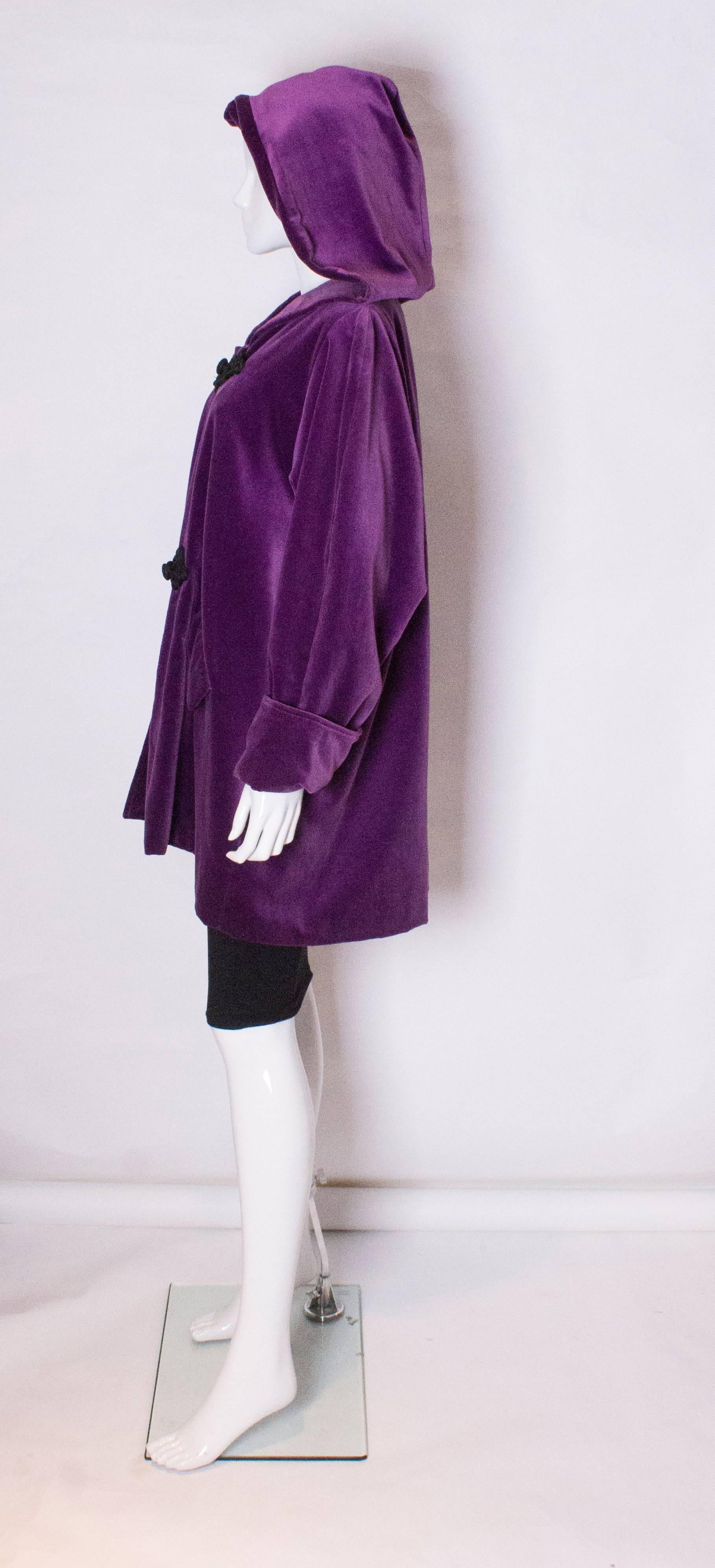 Vintage Purple Velvet Hooded Jacket by Maribou London 2