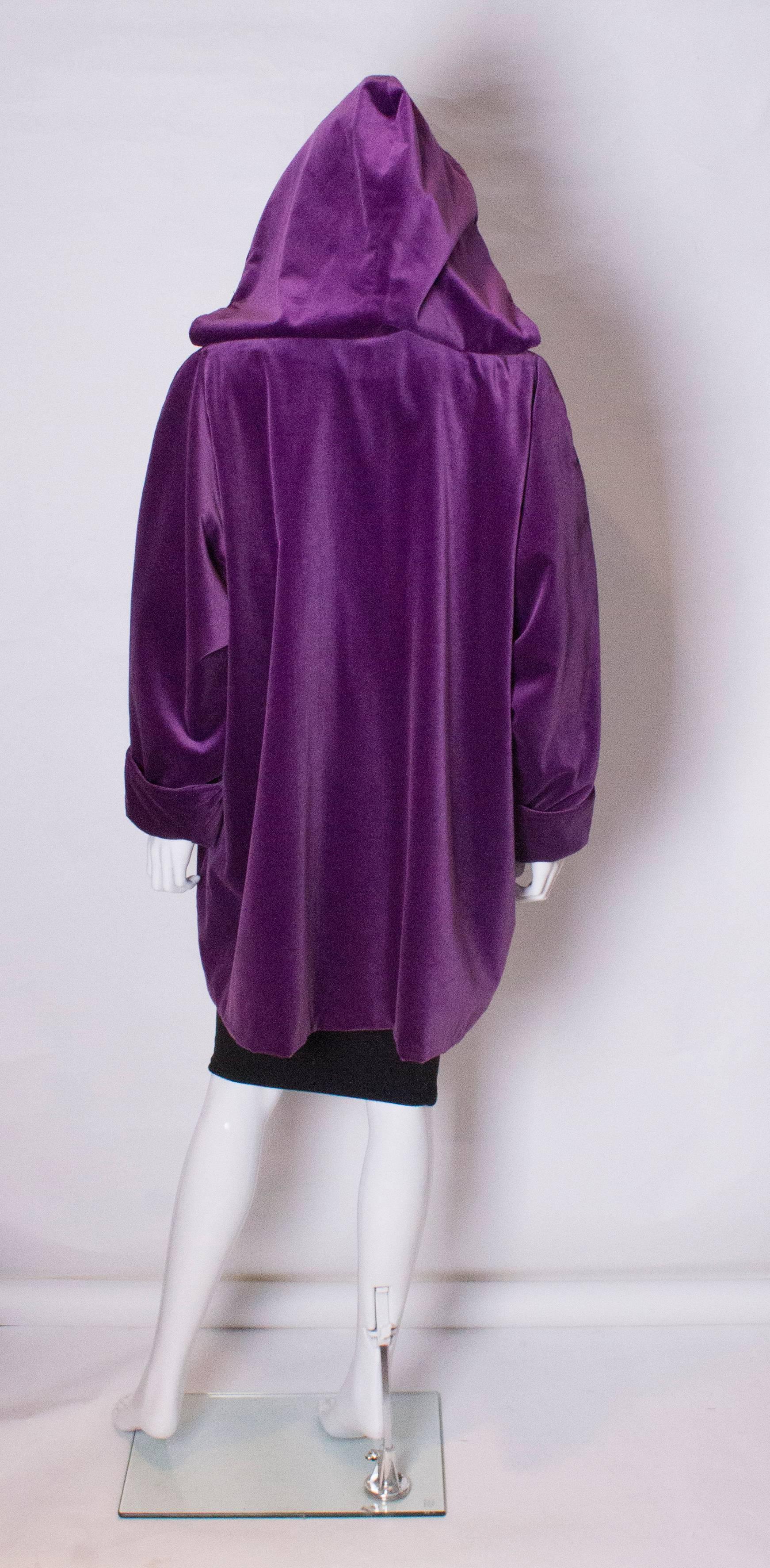 Vintage Purple Velvet Hooded Jacket by Maribou London 3