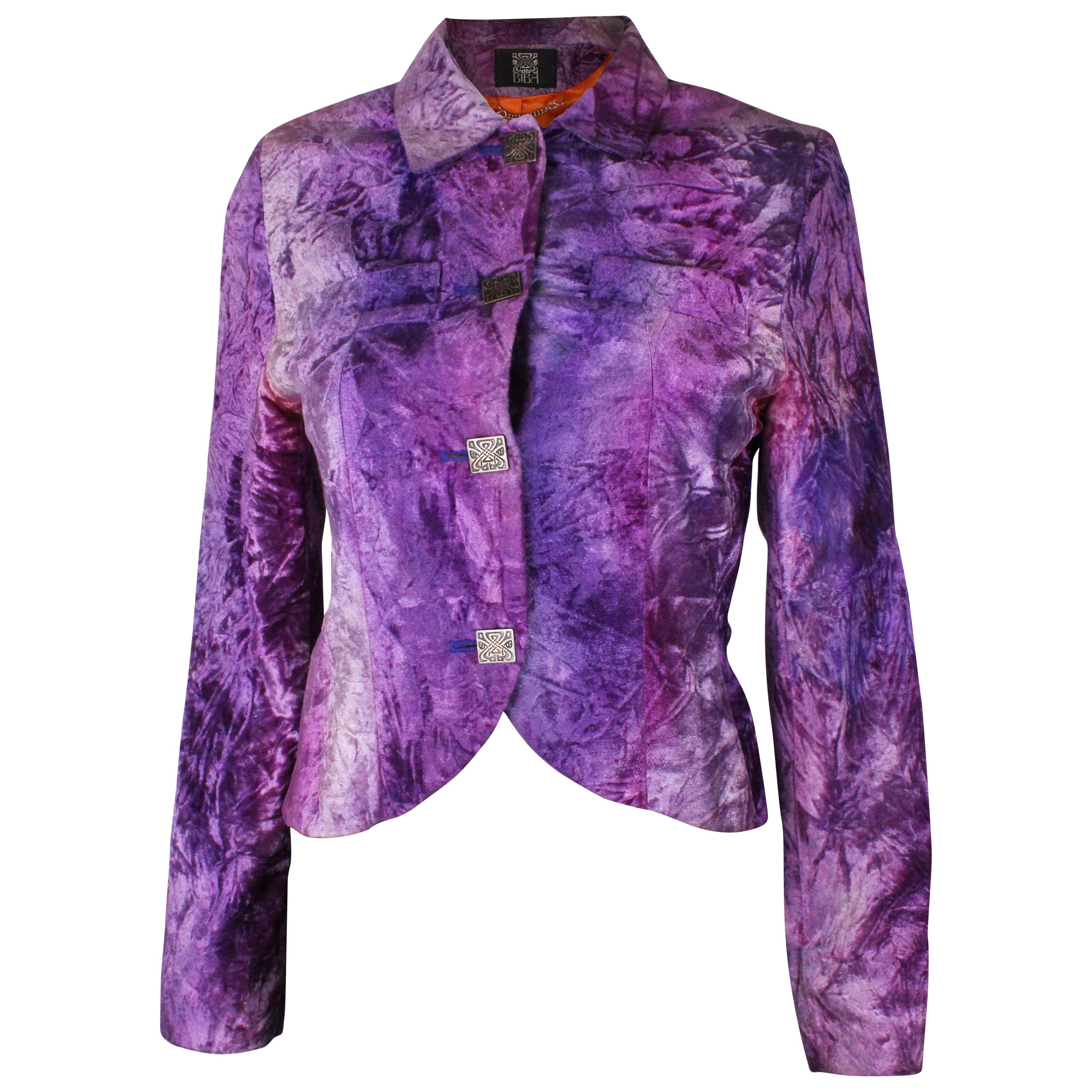 Vintage Biba Purple Velvet Jacket For Sale