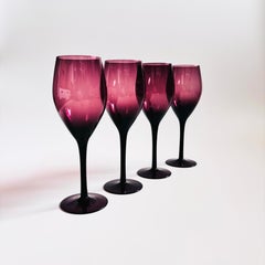 Vintage Purple Wine Glasses - Set of 4